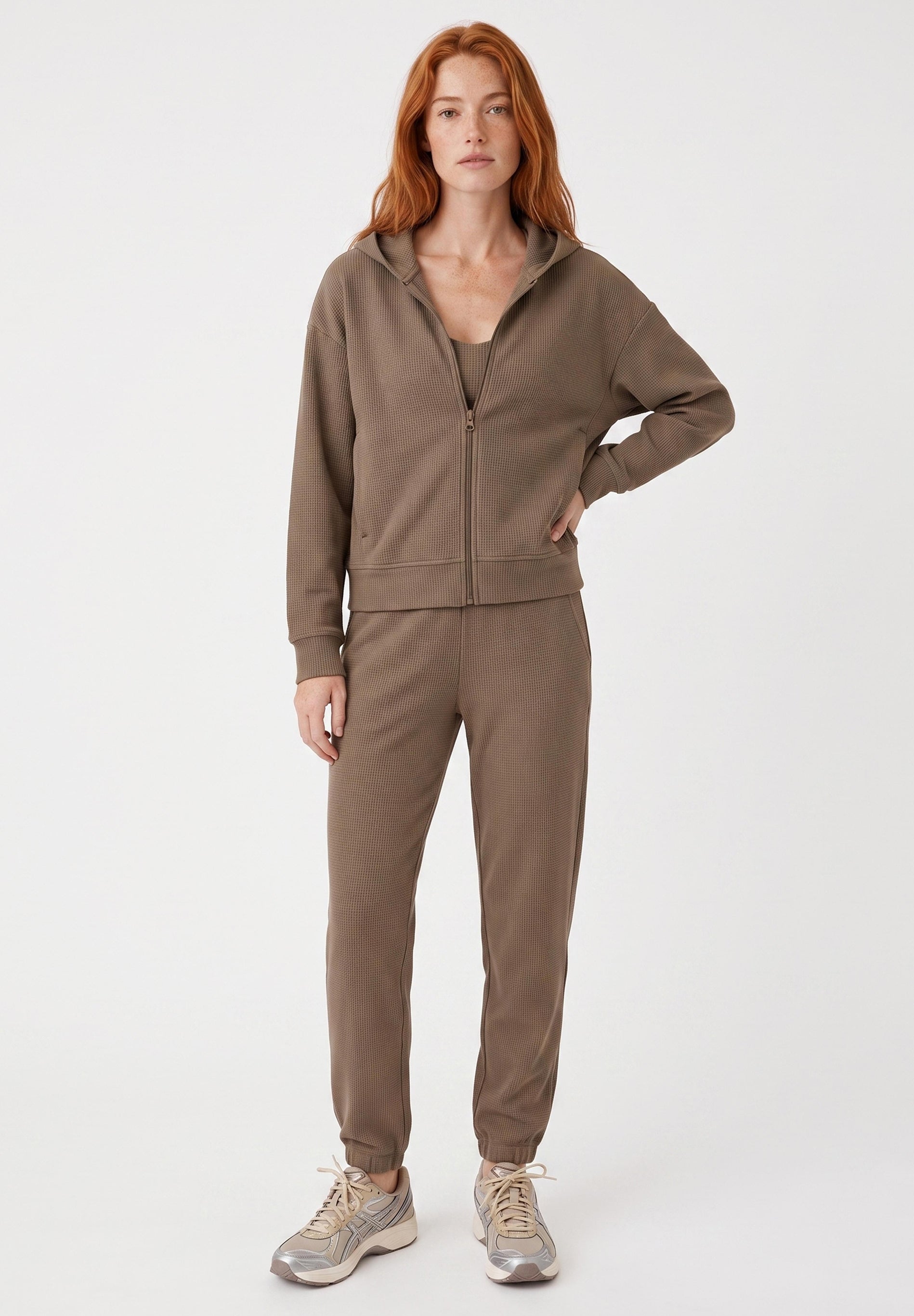 JENNIFER | Waffel-Hoodiejacke aus Bio-Baumwolle & recyceltem Polyester