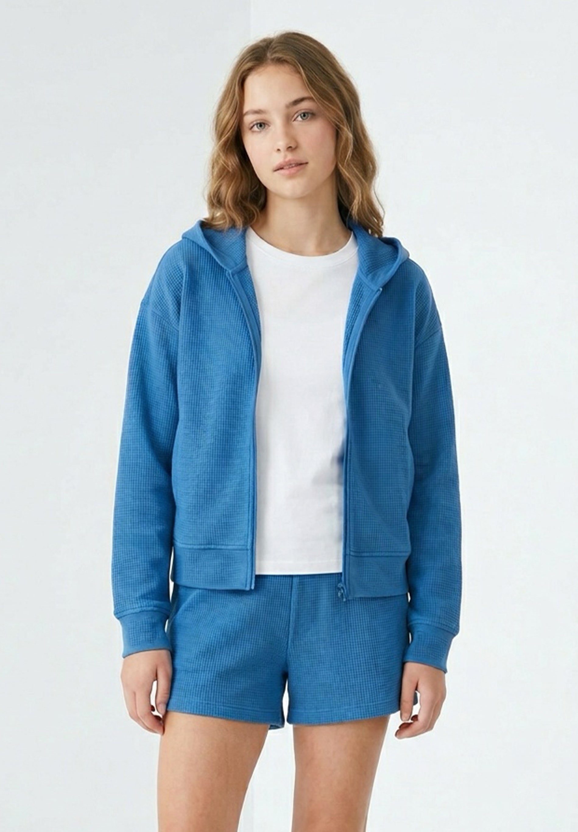 JENNIFER | Waffel-Hoodiejacke aus Bio-Baumwolle & recyceltem Polyester