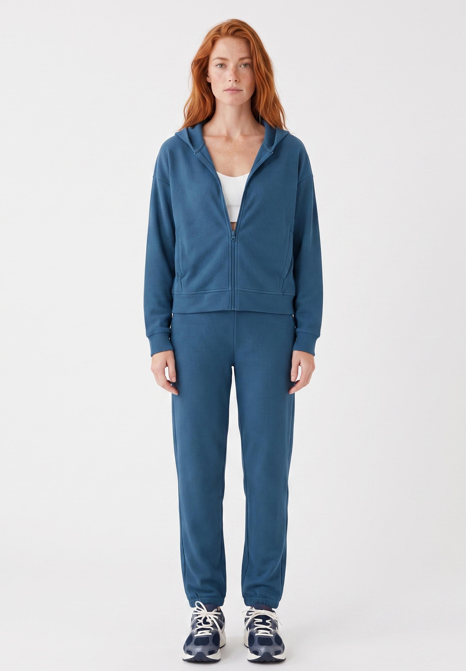 JENNIFER | Waffel-Hoodiejacke aus Bio-Baumwolle & recyceltem Polyester