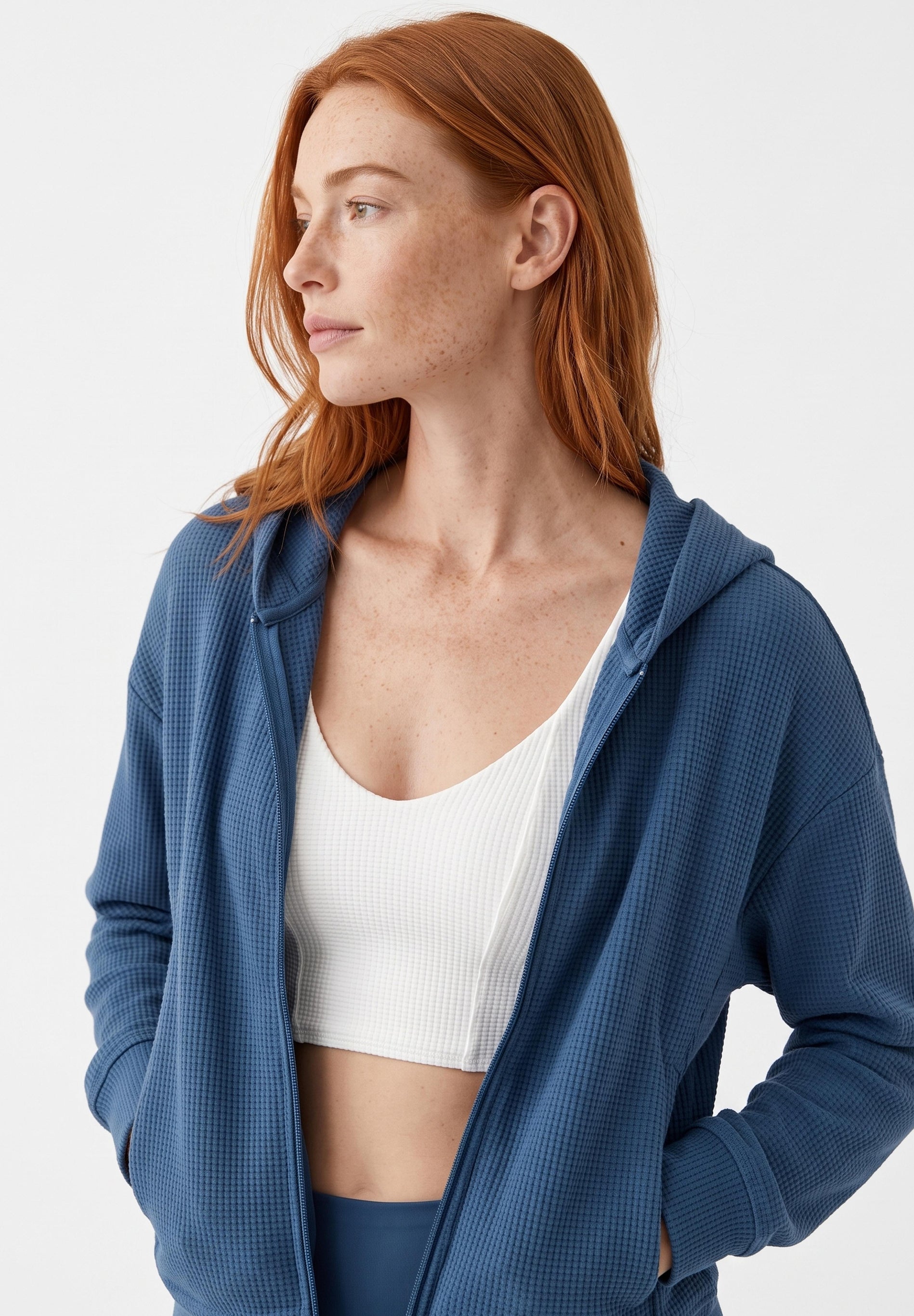 JENNIFER | Waffel-Hoodiejacke aus Bio-Baumwolle & recyceltem Polyester