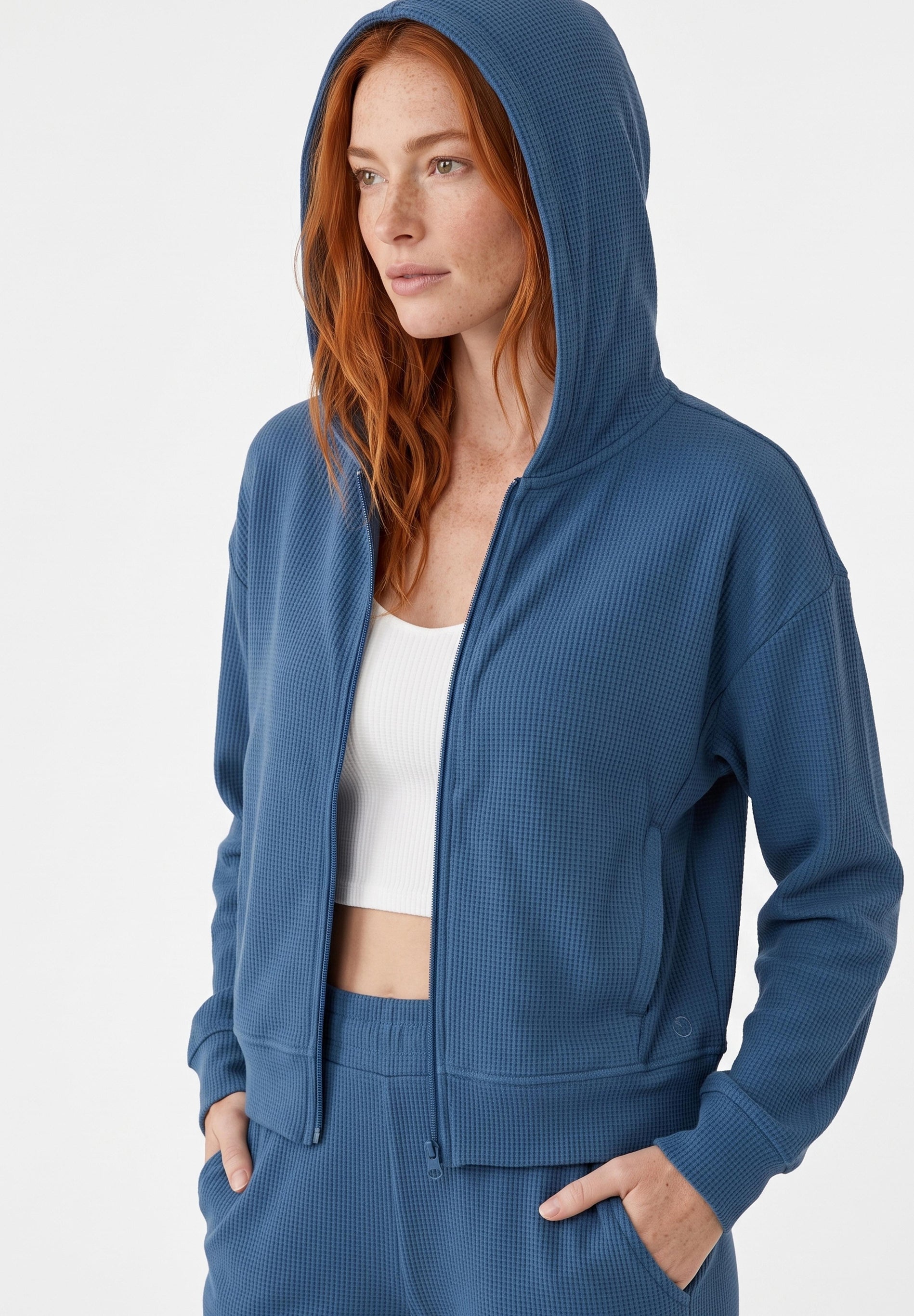 JENNIFER | Waffel-Hoodiejacke aus Bio-Baumwolle & recyceltem Polyester