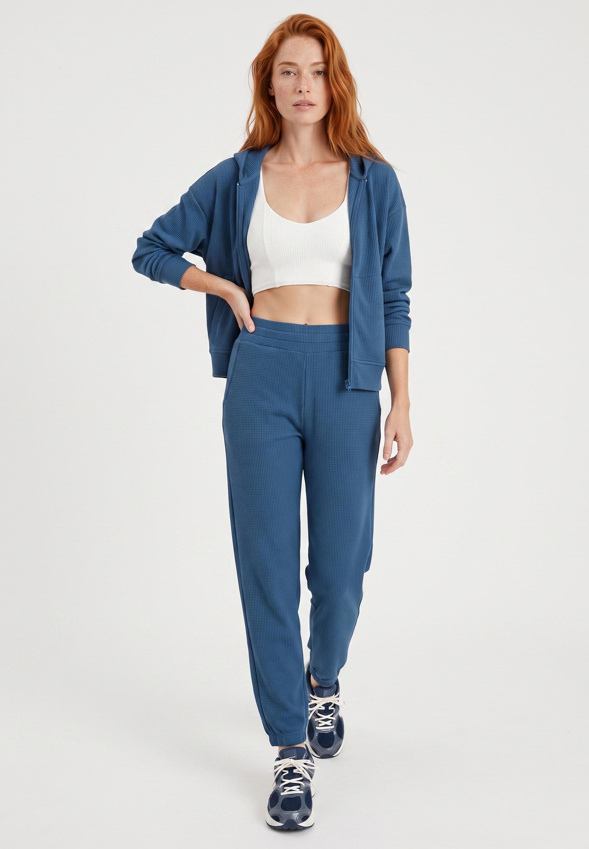 JENNIFER | Waffel-Hoodiejacke aus Bio-Baumwolle & recyceltem Polyester