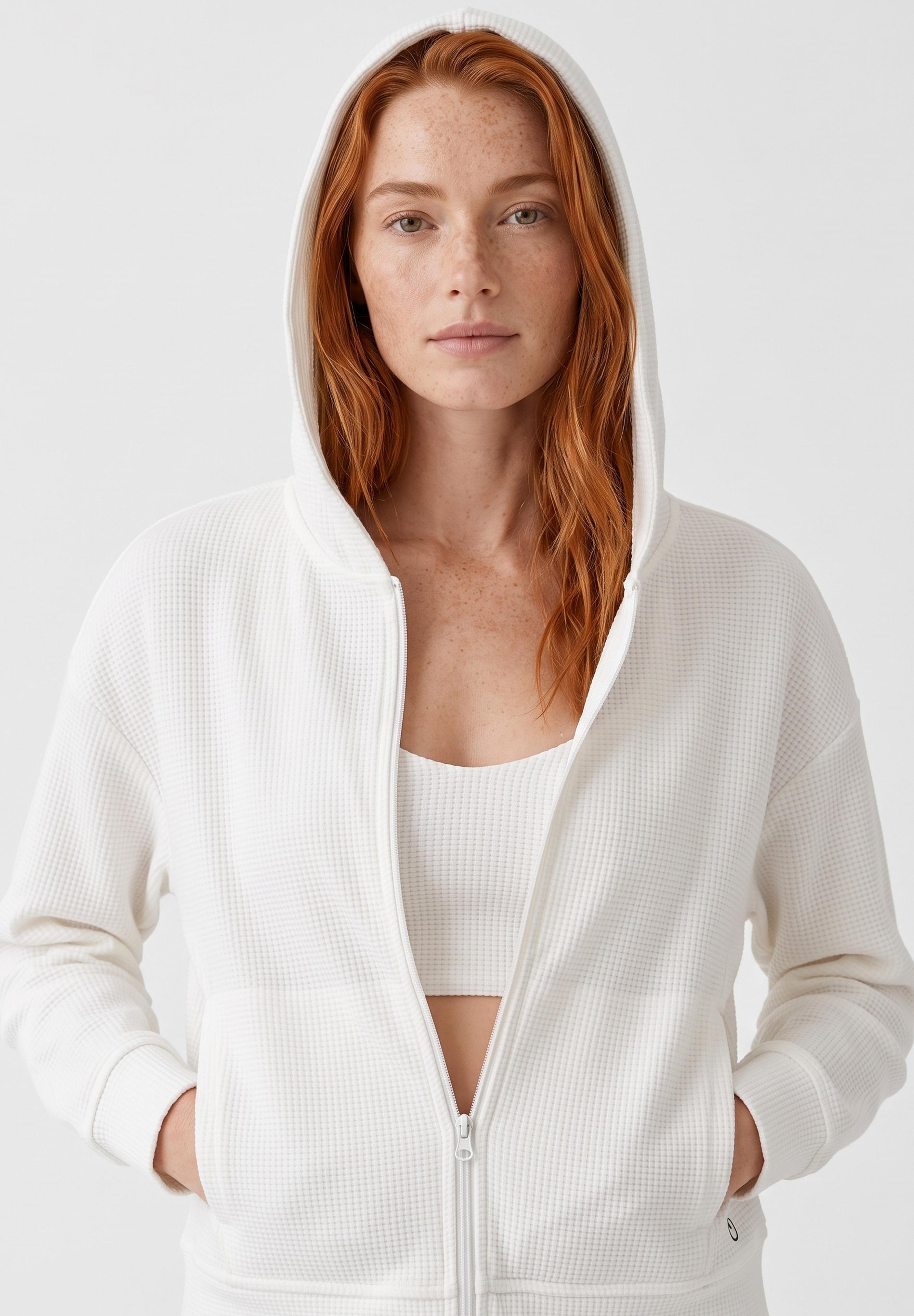 JENNIFER | Waffel-Hoodiejacke aus Bio-Baumwolle & recyceltem Polyester