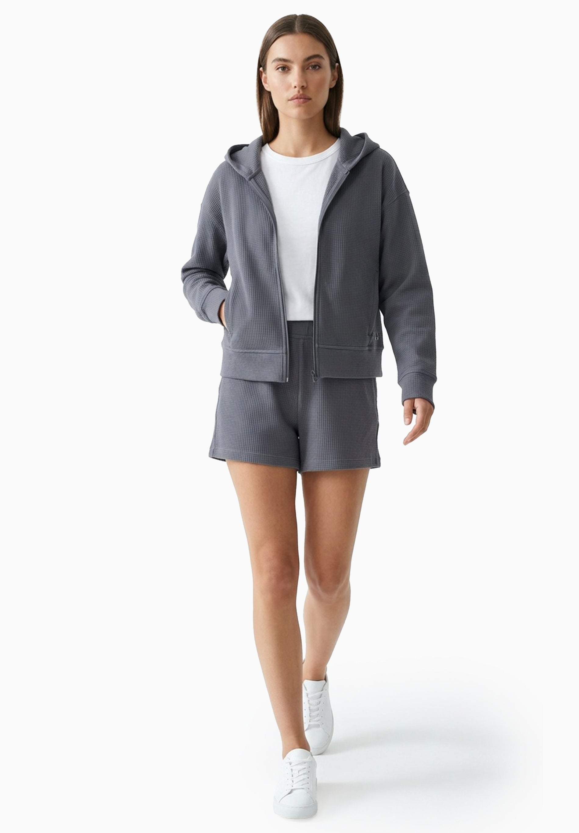 JENNIFER | Waffel-Hoodiejacke aus Bio-Baumwolle & recyceltem Polyester