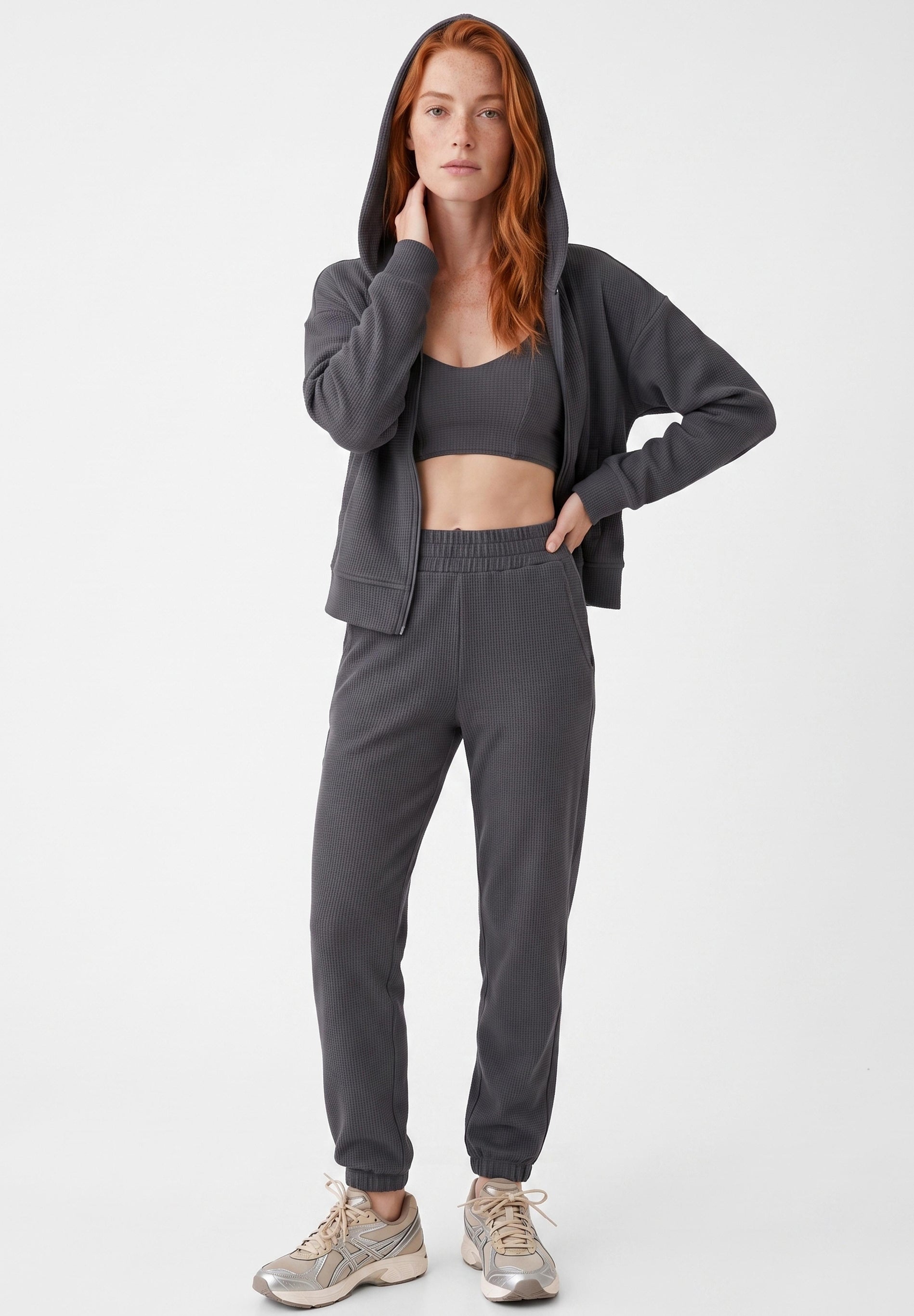 JENNIFER | Waffel-Hoodiejacke aus Bio-Baumwolle & recyceltem Polyester