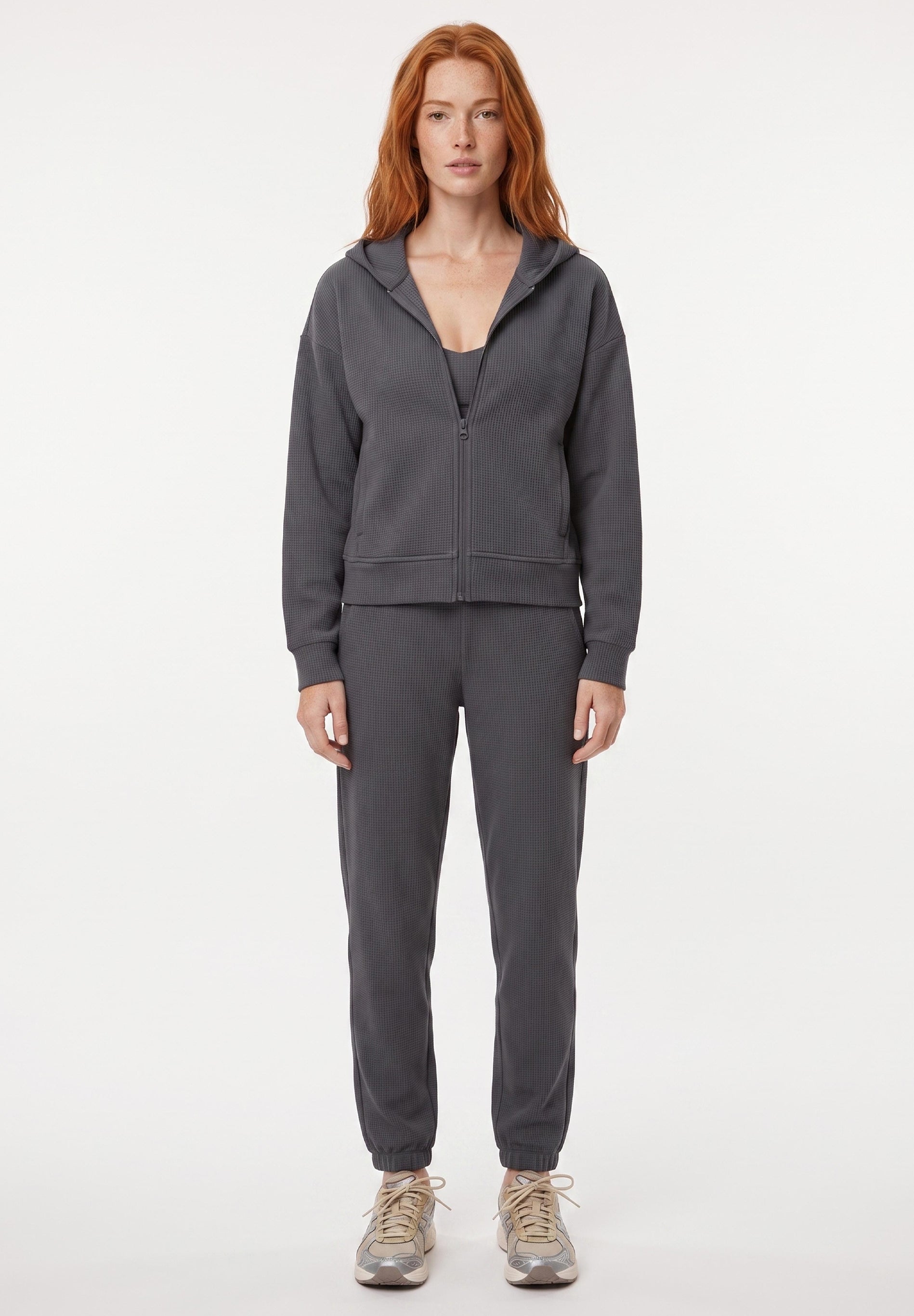 JENNIFER | Waffel-Hoodiejacke aus Bio-Baumwolle & recyceltem Polyester