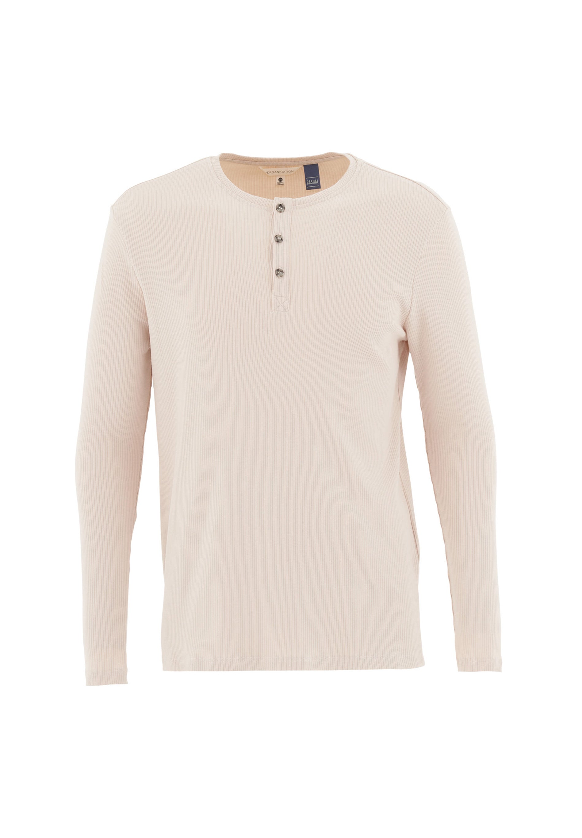 Geripptes Henley Langarmshirt aus Bio-Baumwolle
