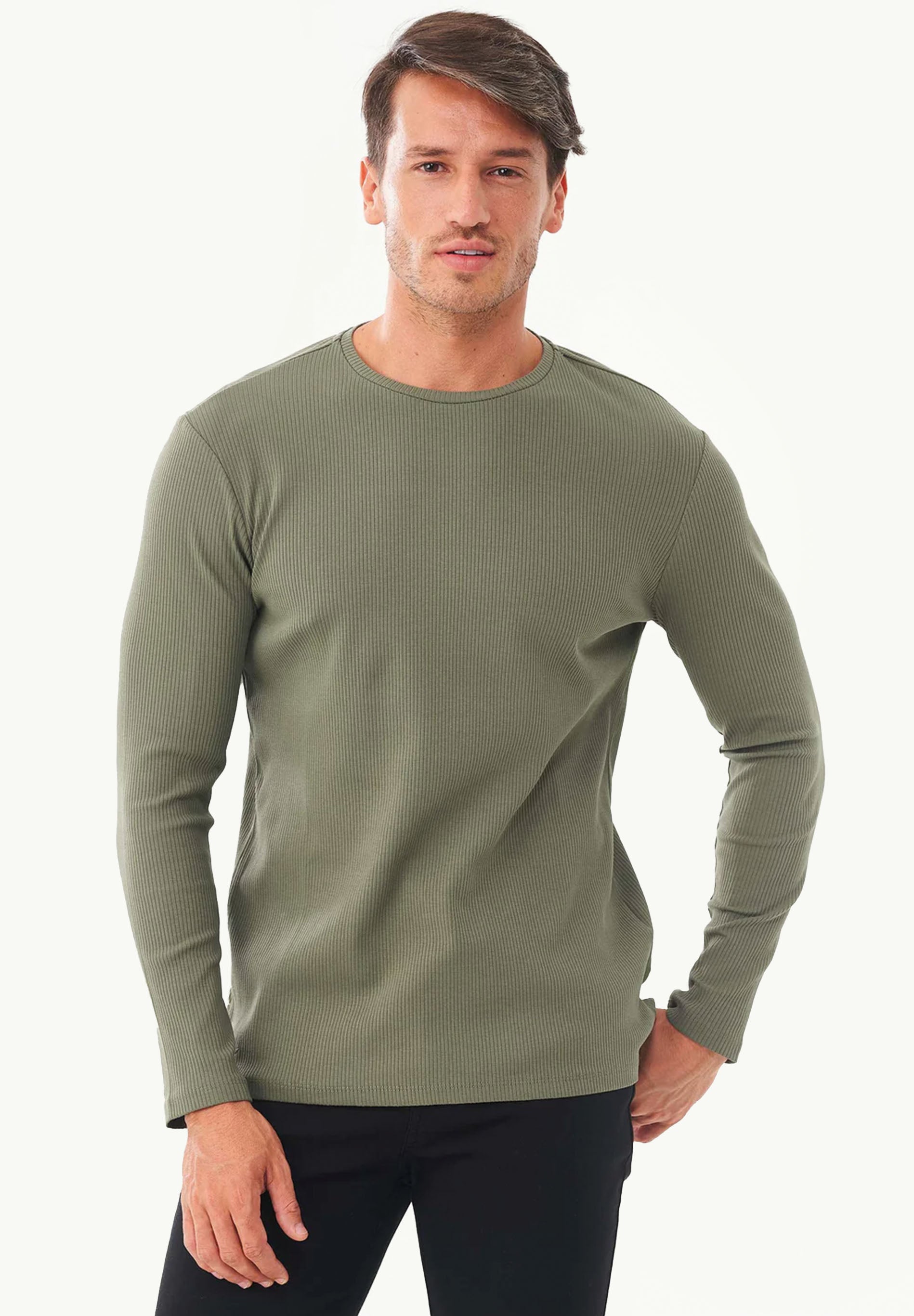 Geripptes Langarmshirt aus Bio-Baumwolle