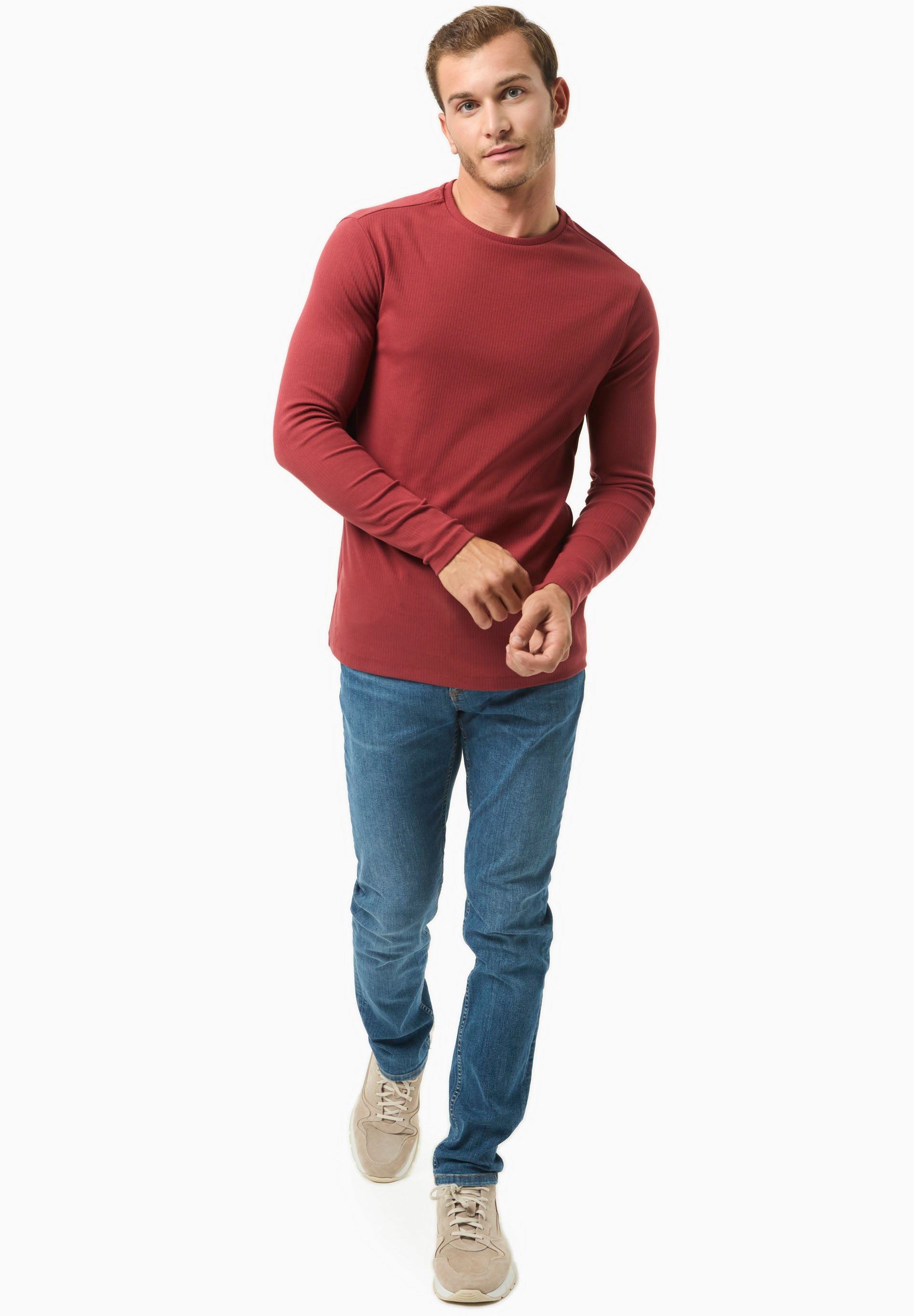 Geripptes Langarmshirt aus Bio-Baumwolle