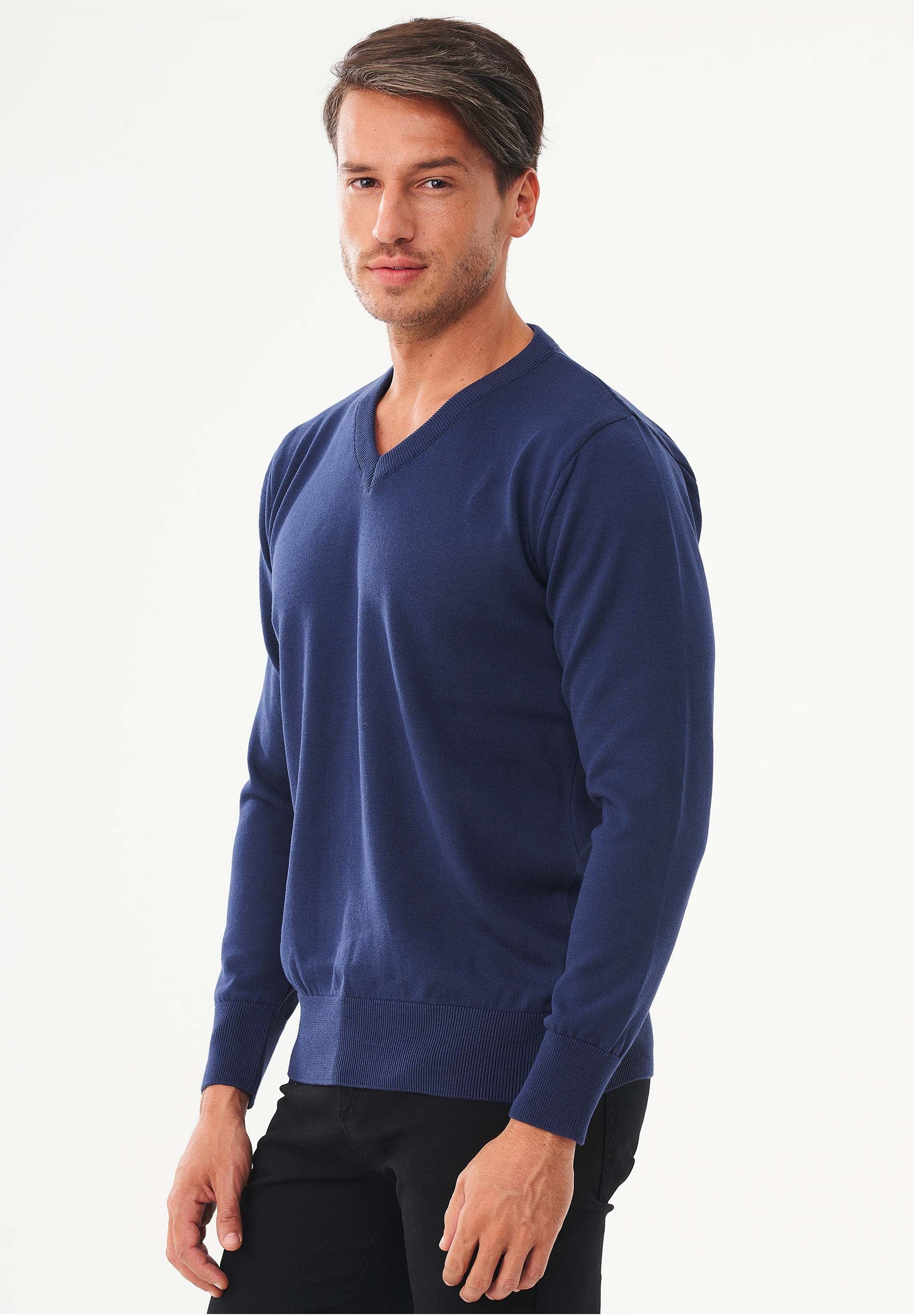 Pullover aus Bio-Baumwolle mit V-Ausschnitt