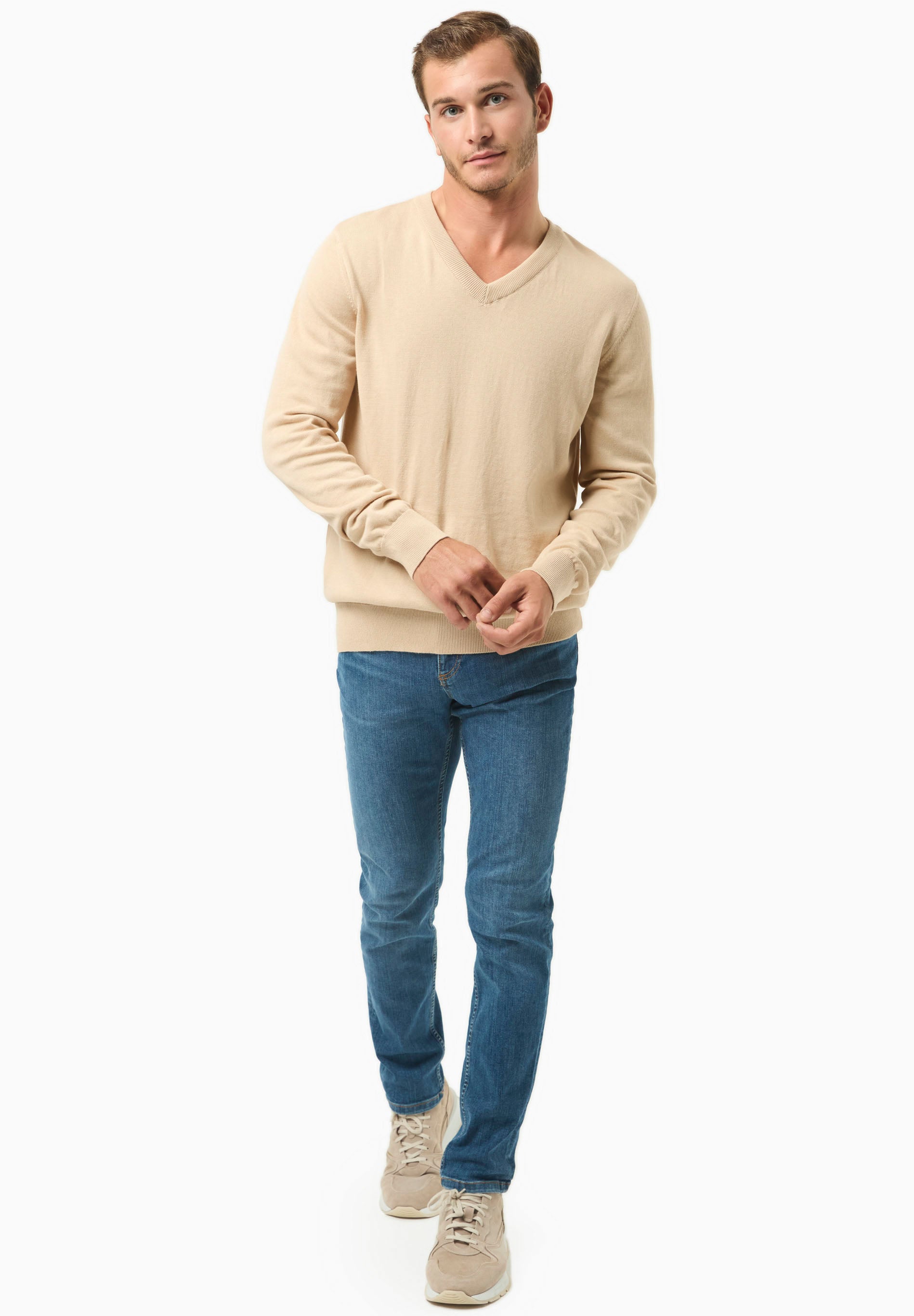 Pullover aus Bio-Baumwolle mit V-Ausschnitt