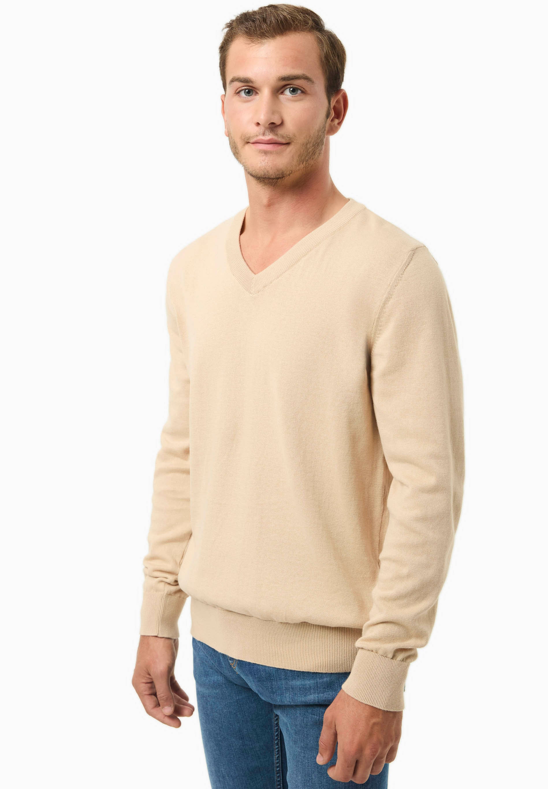 Pullover aus Bio-Baumwolle mit V-Ausschnitt