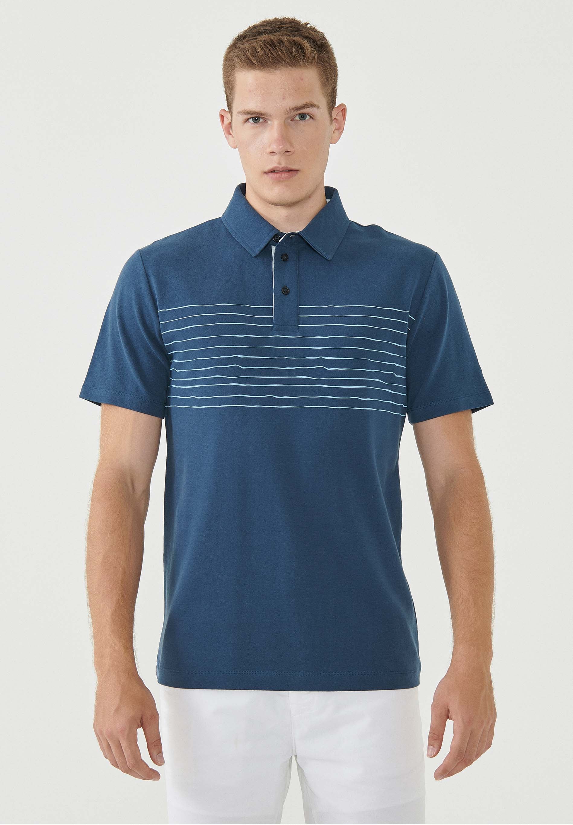 Poloshirt aus Bio-Baumwolle mit Linien-Print