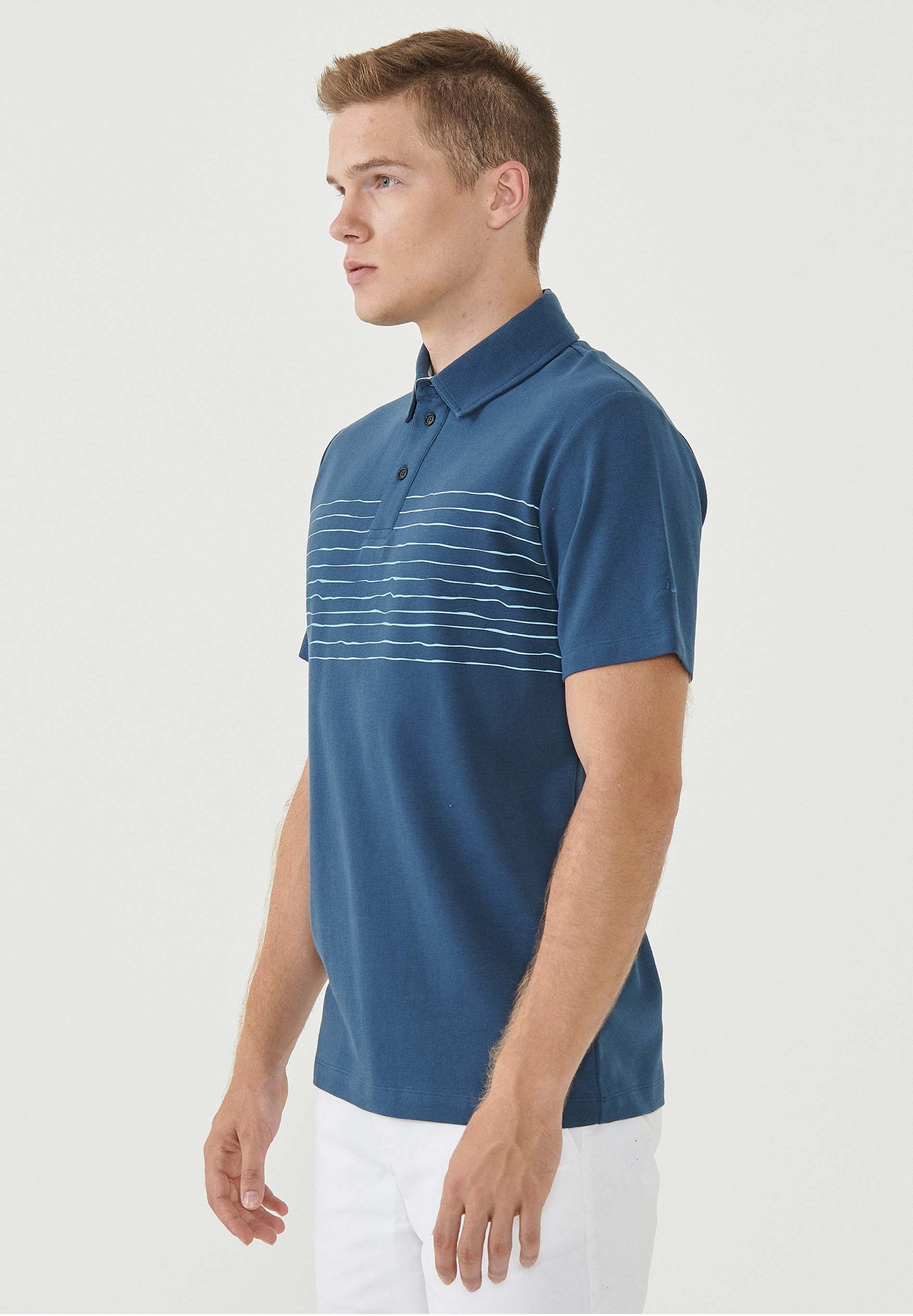 Poloshirt aus Bio-Baumwolle mit Linien-Print