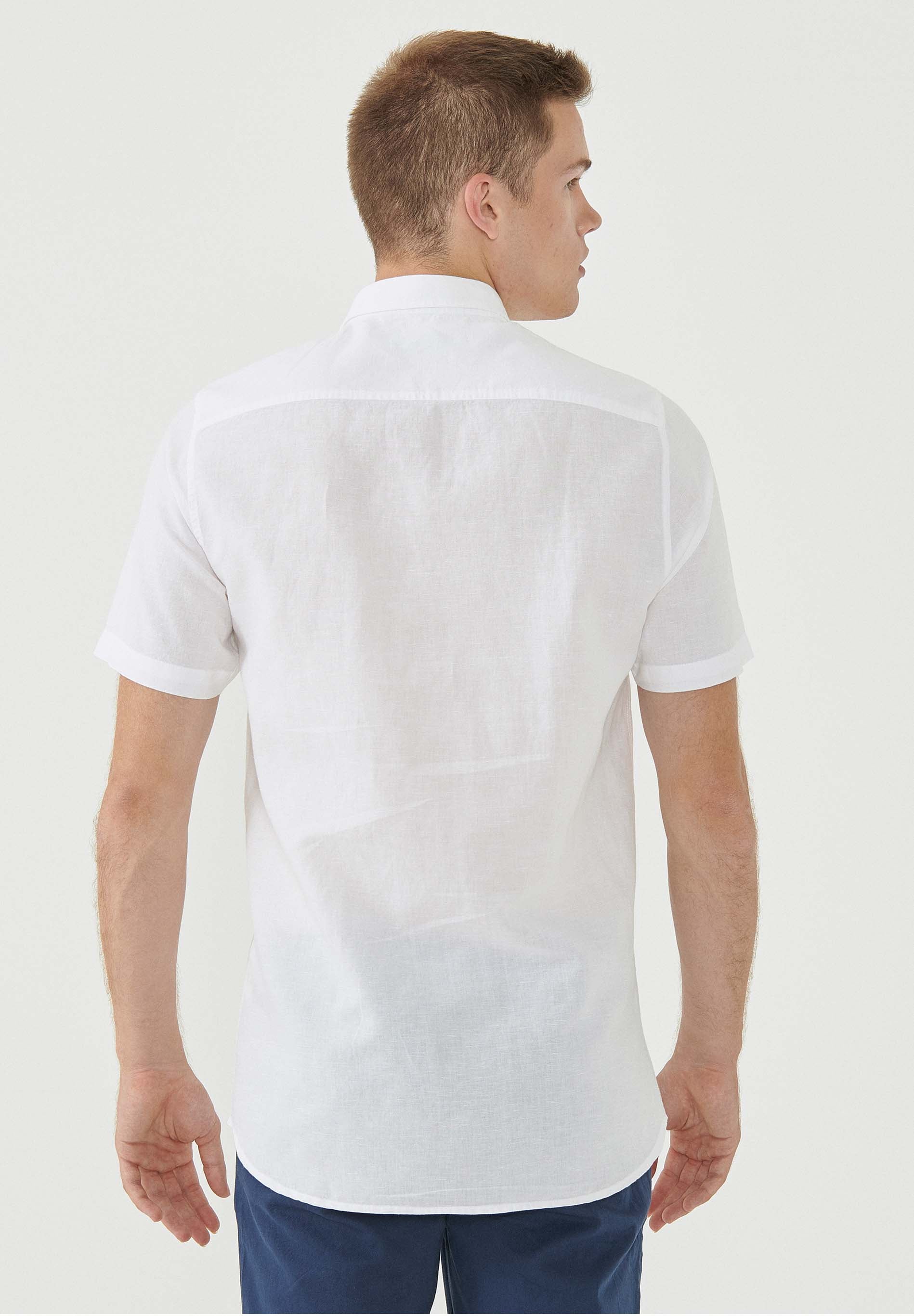 Kurzarm-Hemd aus Leinengemisch mit Brusttasche