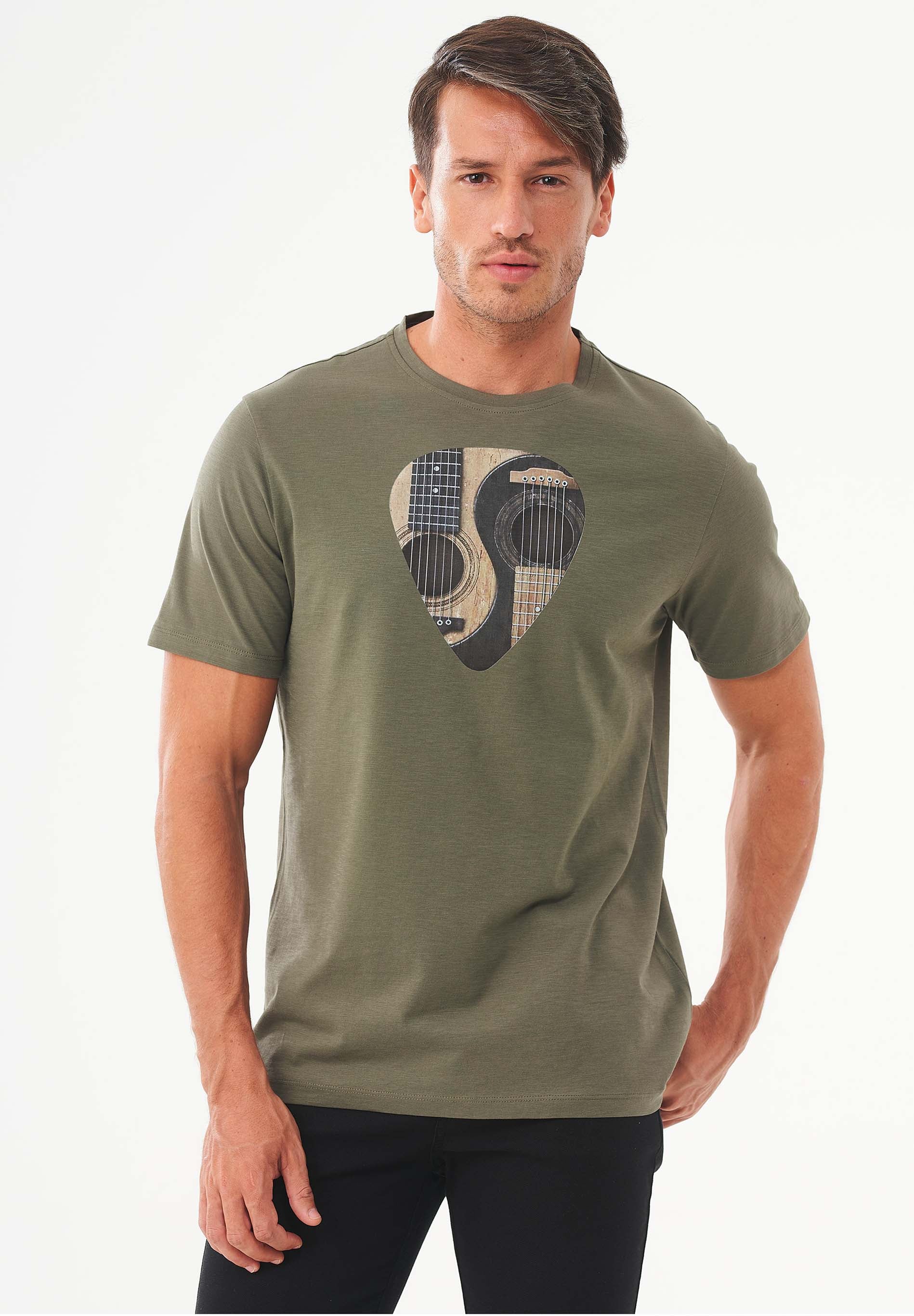T-Shirt aus Bio-Baumwolle mit Gitarren-Print