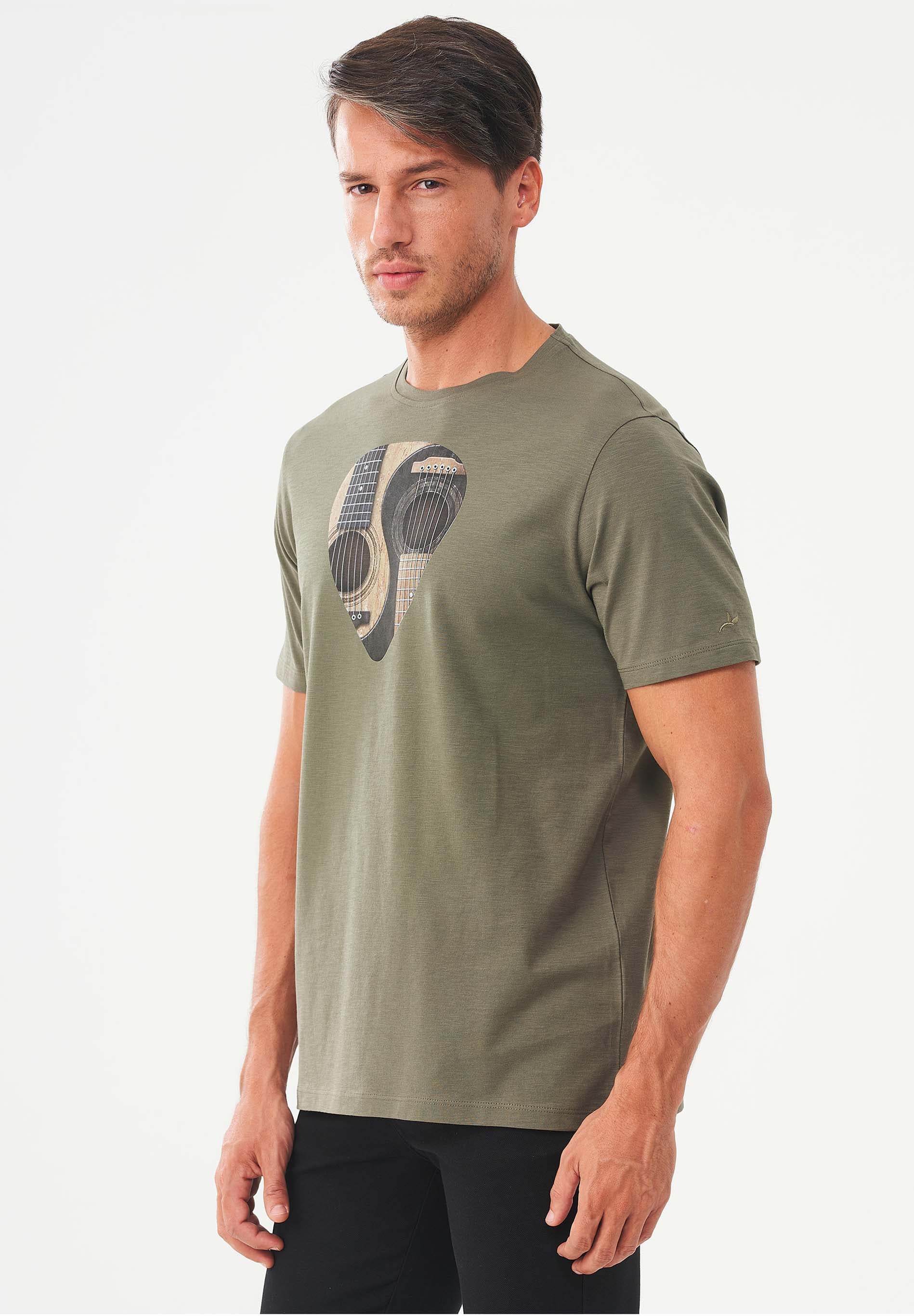 T-Shirt aus Bio-Baumwolle mit Gitarren-Print