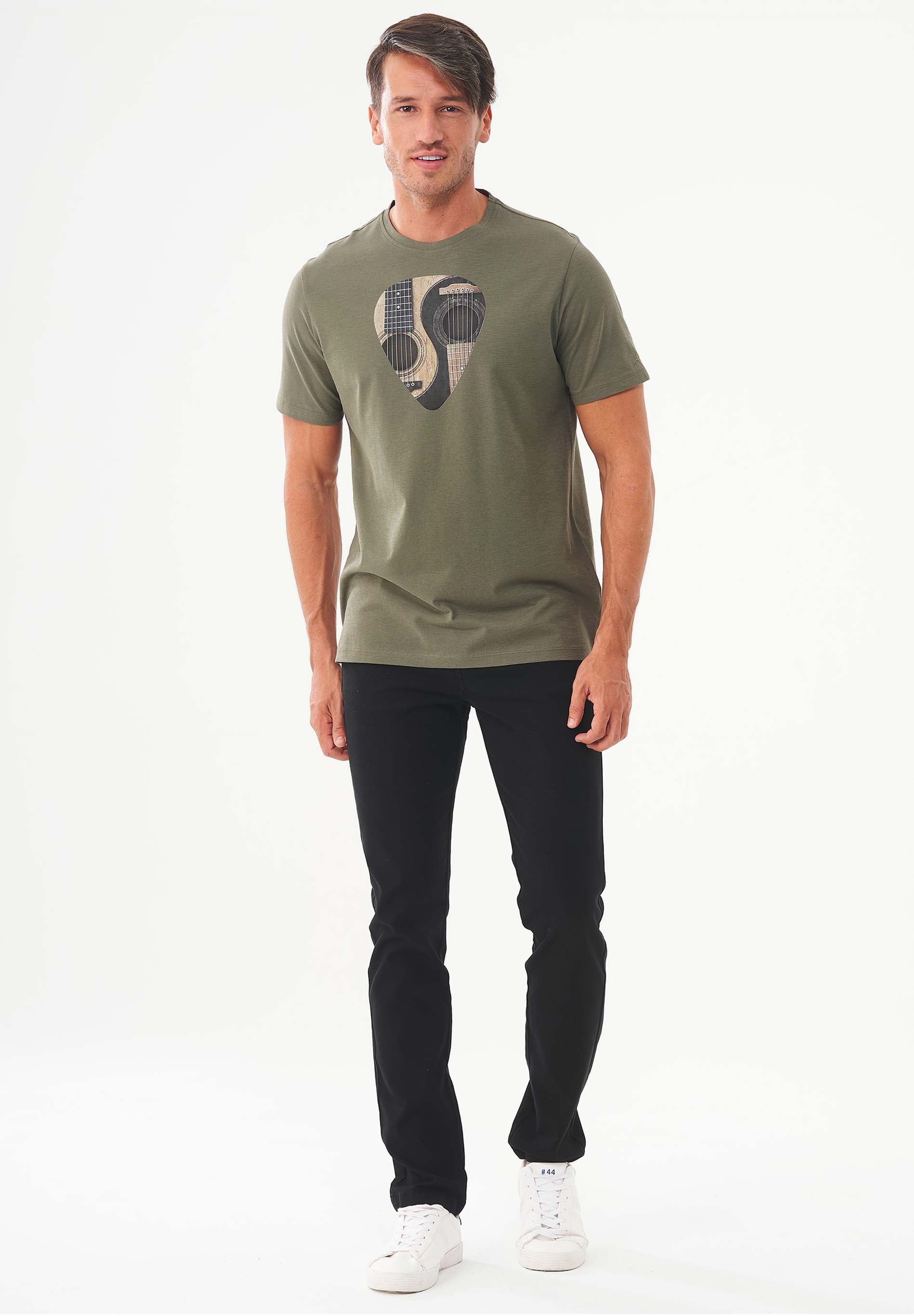 T-Shirt aus Bio-Baumwolle mit Gitarren-Print