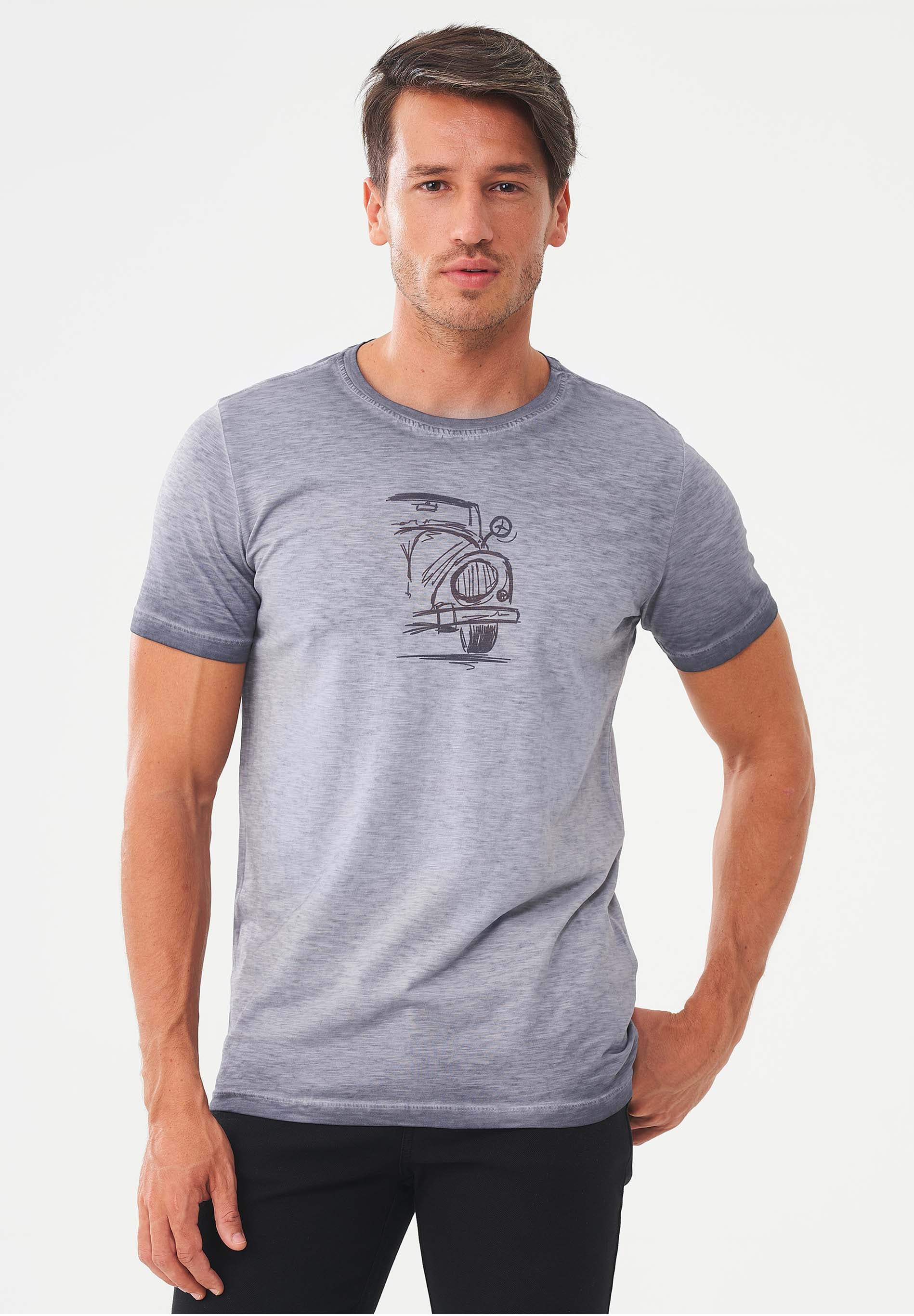 Garment Dyed T-Shirt aus Bio-Baumwolle mit Auto-Print