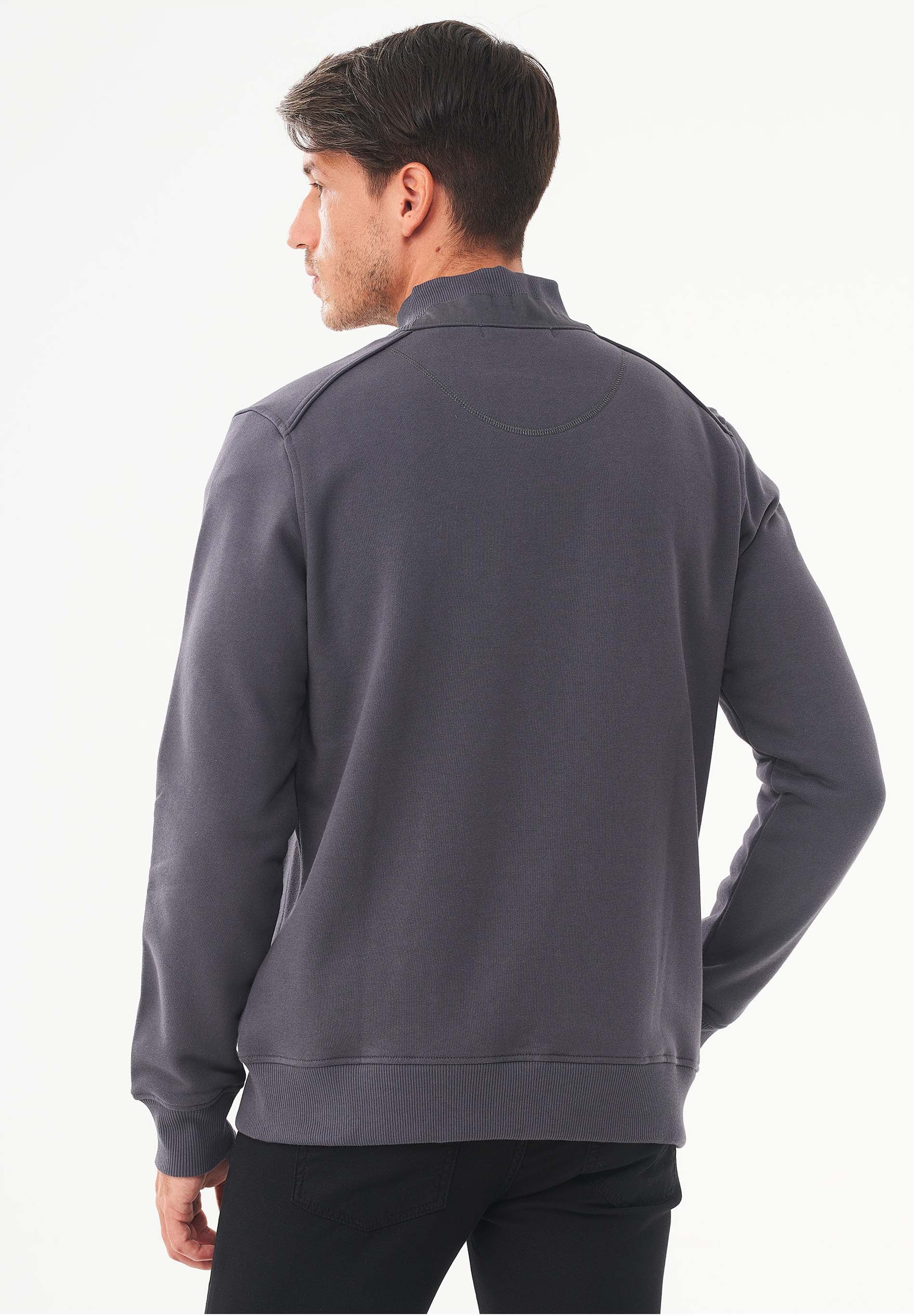 Sweatjacke aus Bio-Baumwolle mit Stehkragen