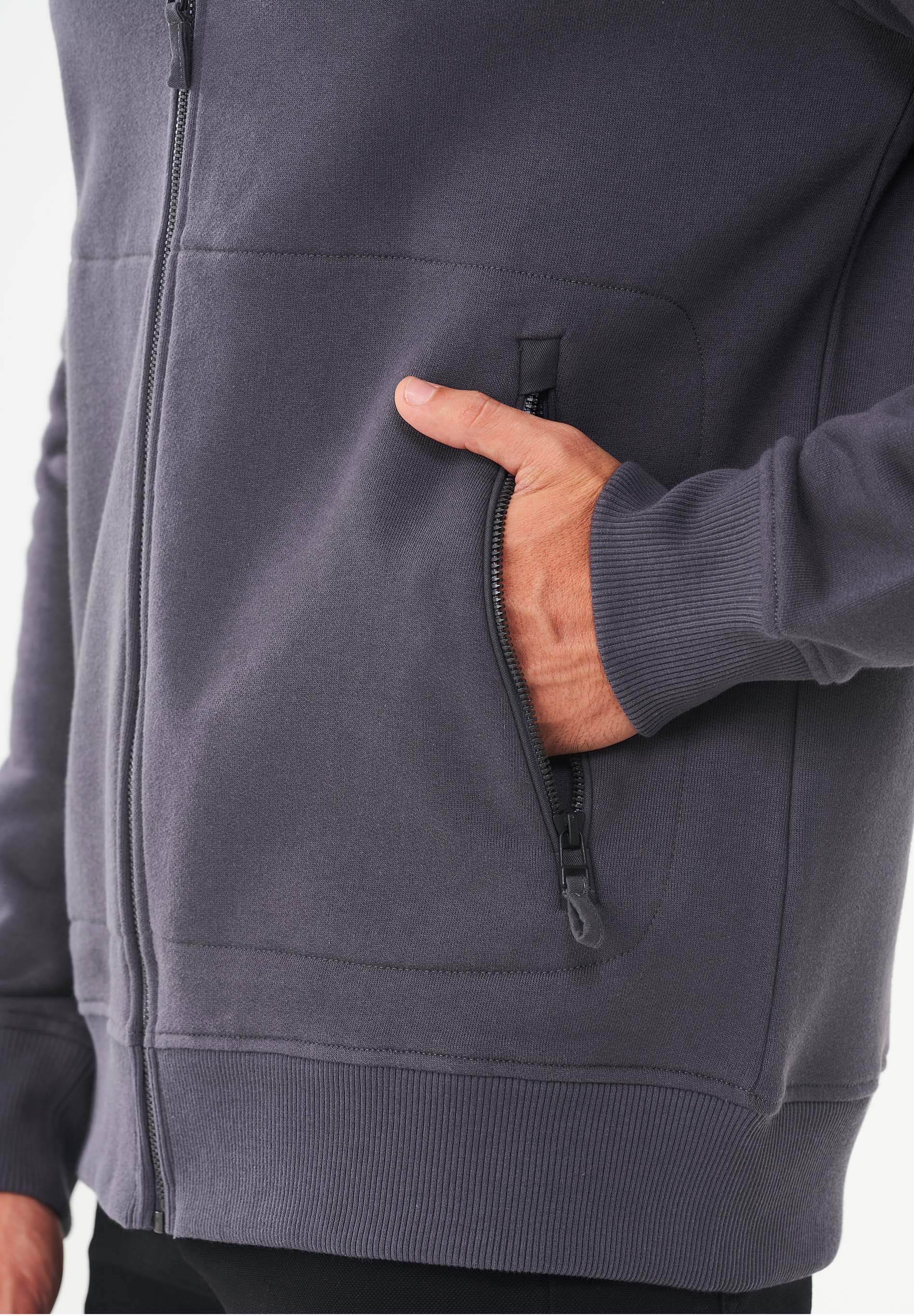 Sweatjacke aus Bio-Baumwolle mit Stehkragen