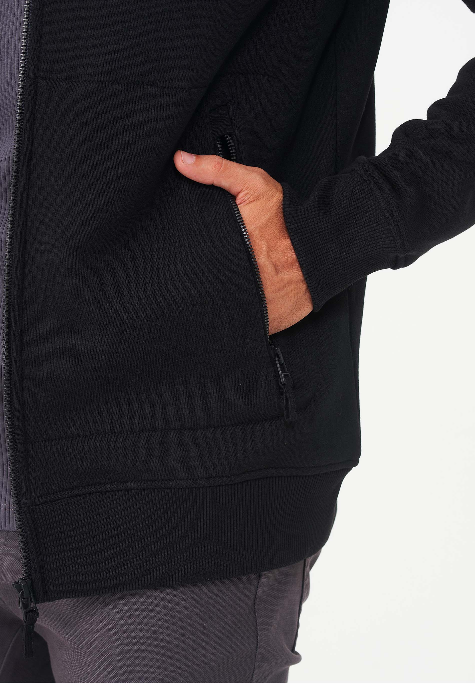 Sweatjacke aus Bio-Baumwolle mit Stehkragen