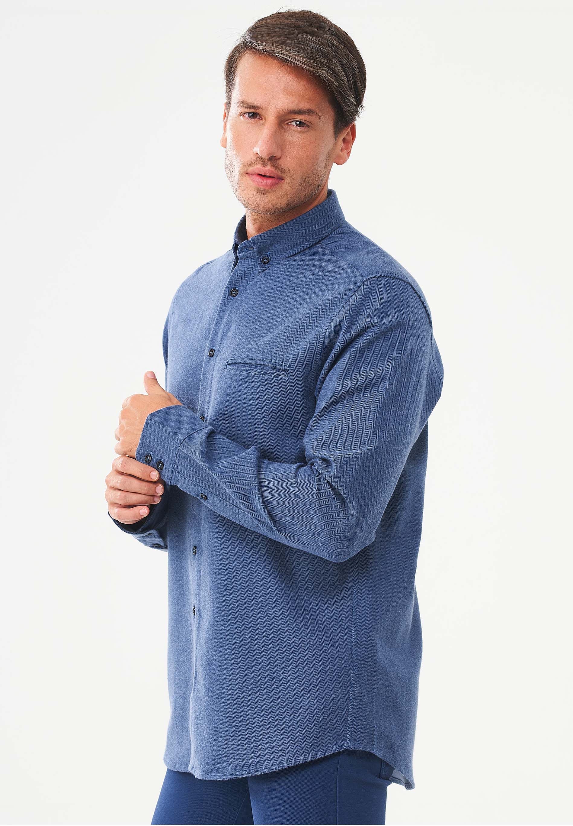 Herringbone Hemd aus Bio-Baumwolle