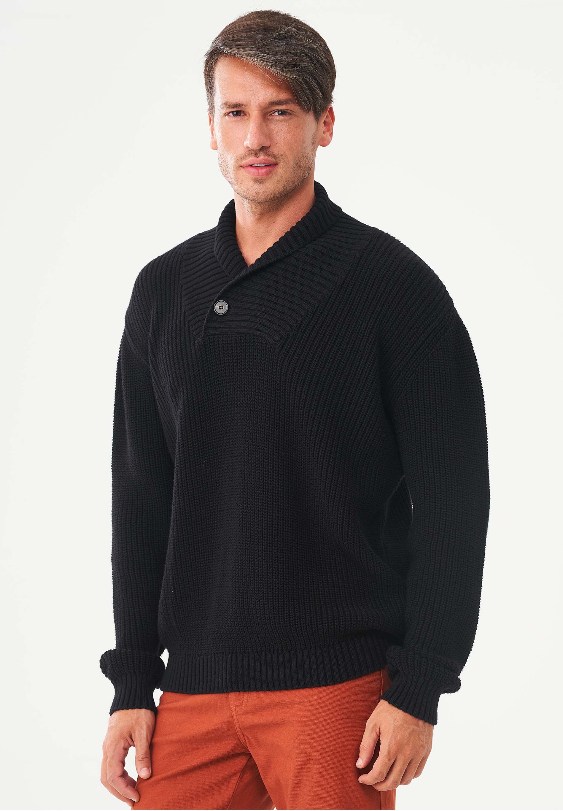 Schalkragen Pullover aus Bio-Baumwolle