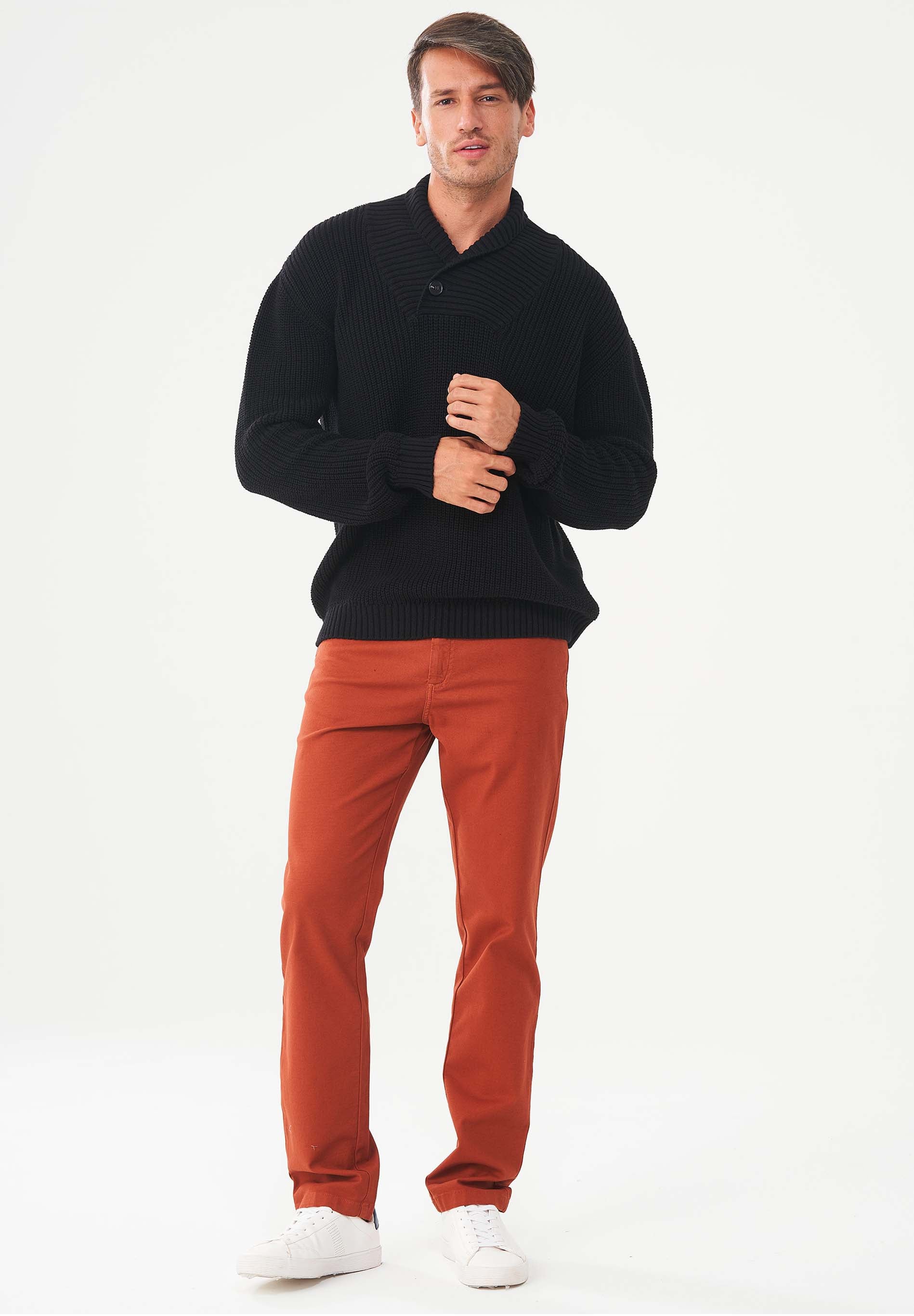 Schalkragen Pullover aus Bio-Baumwolle