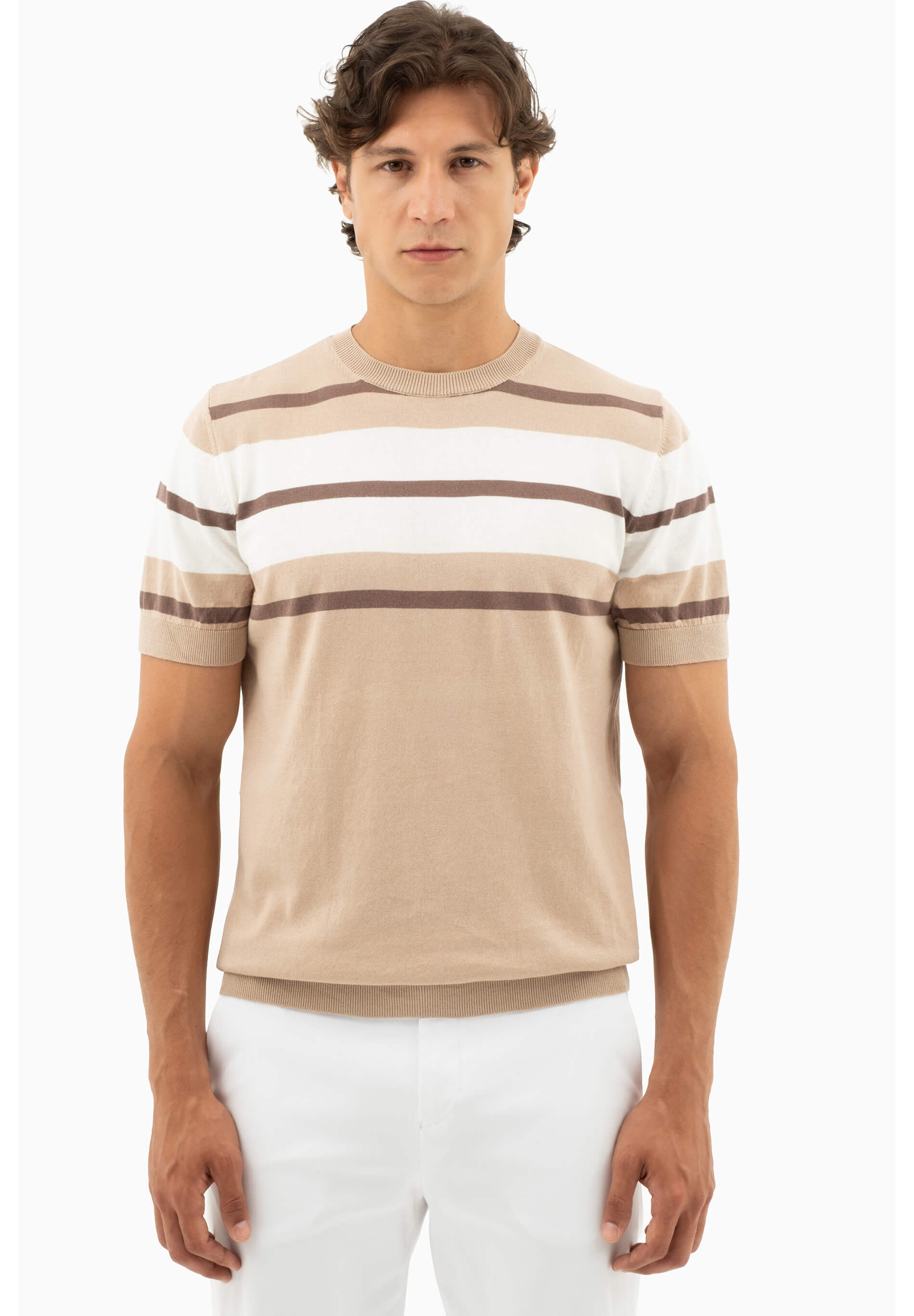 Feinstrick-T-Shirt aus Bio-Baumwolle mit Streifen
