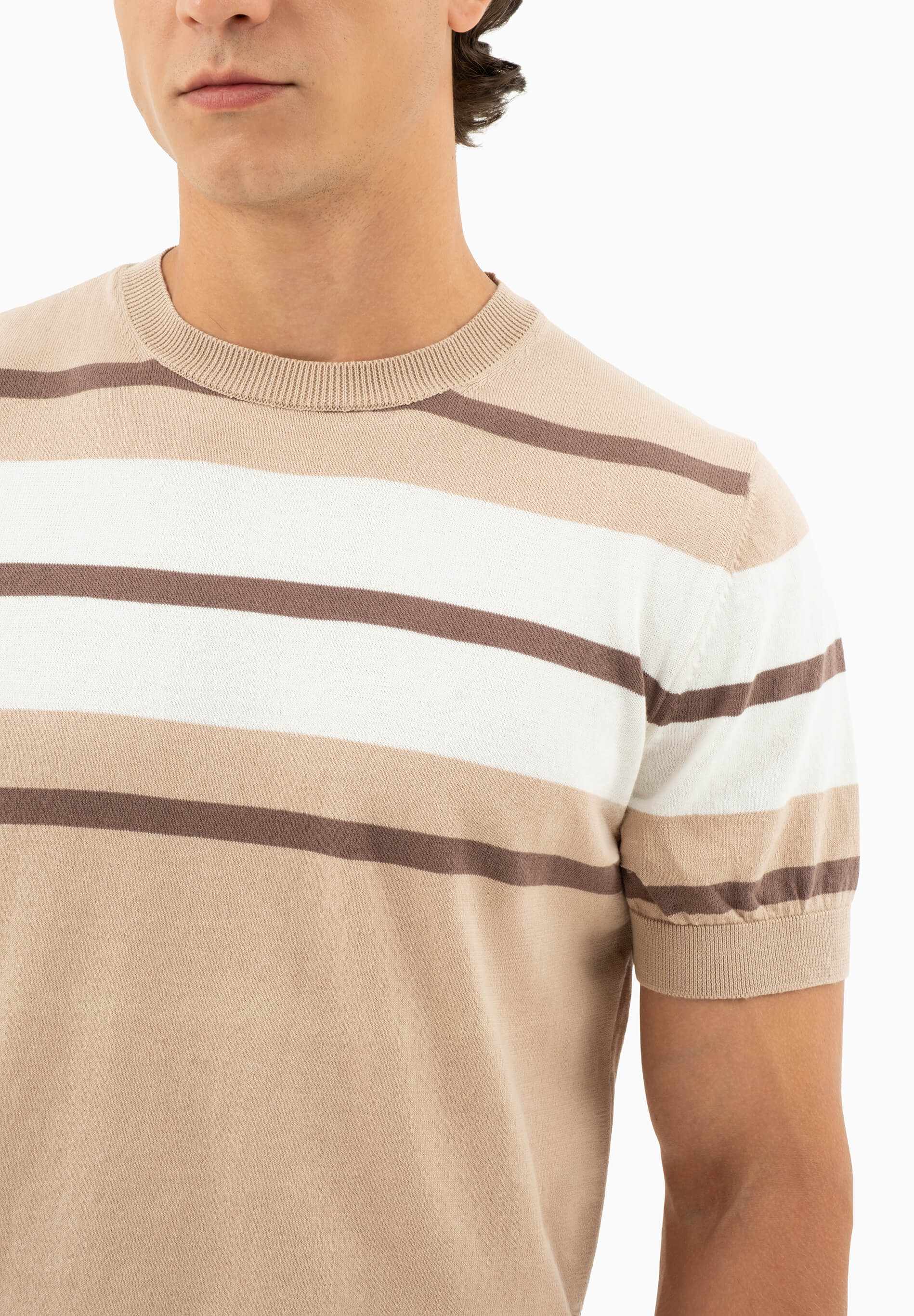 Feinstrick-T-Shirt aus Bio-Baumwolle mit Streifen