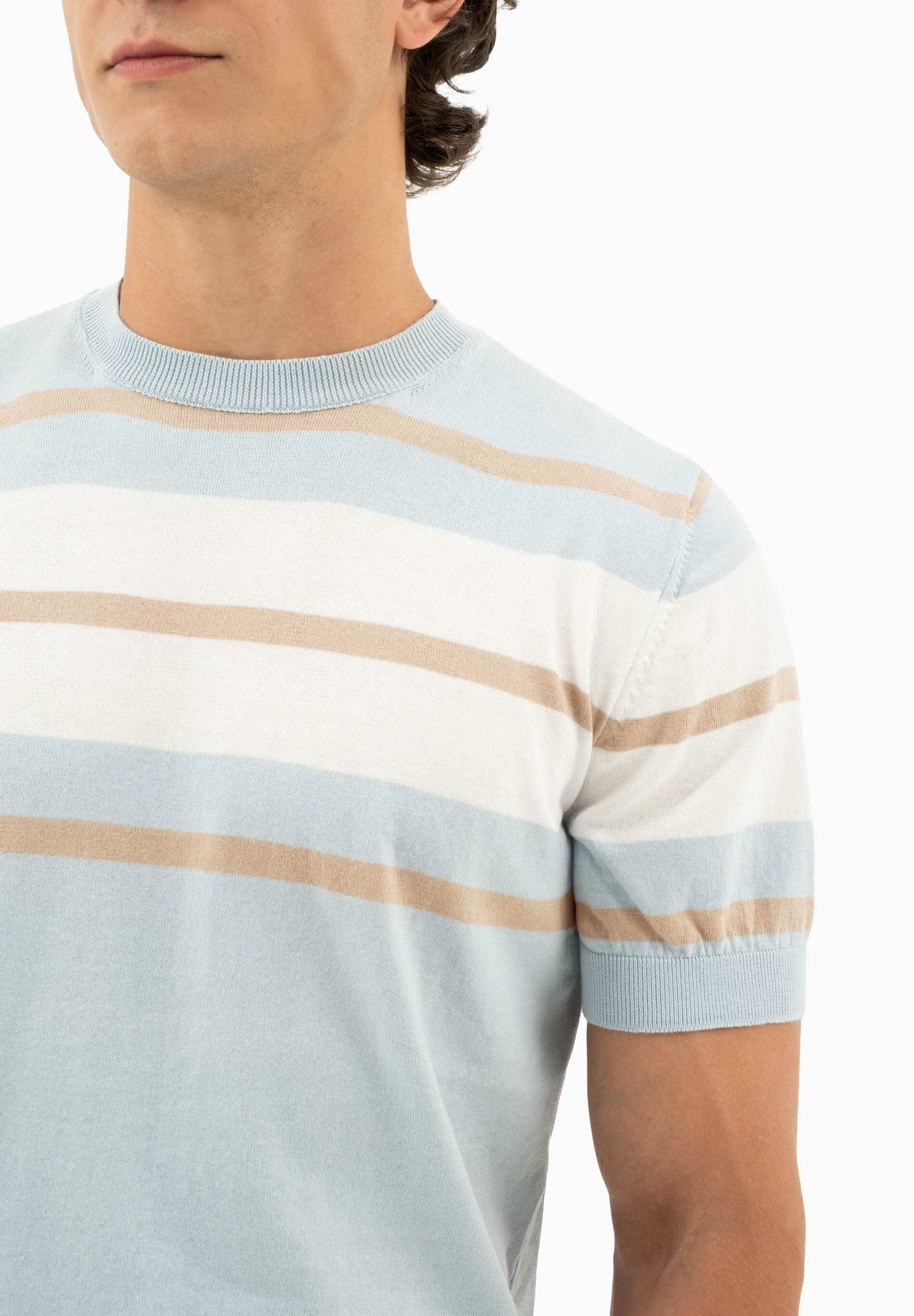 Feinstrick-T-Shirt aus Bio-Baumwolle mit Streifen