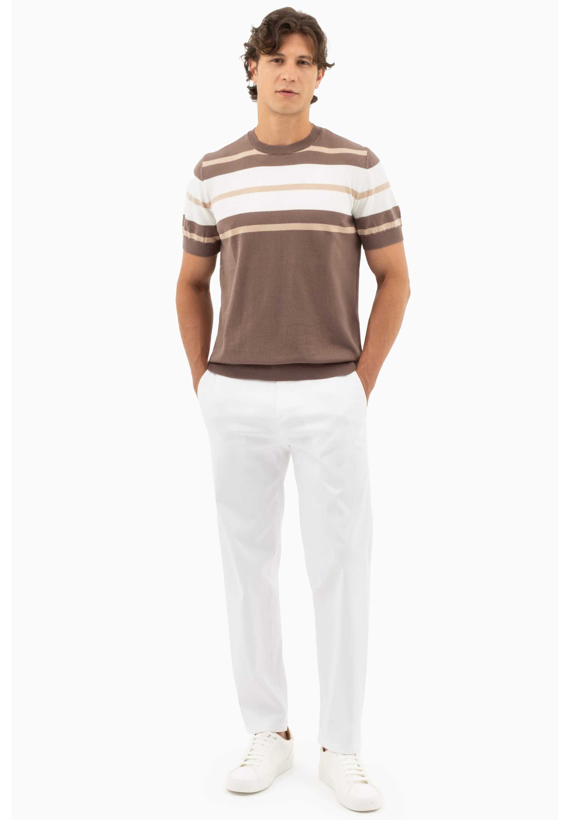 Feinstrick-T-Shirt aus Bio-Baumwolle mit Streifen