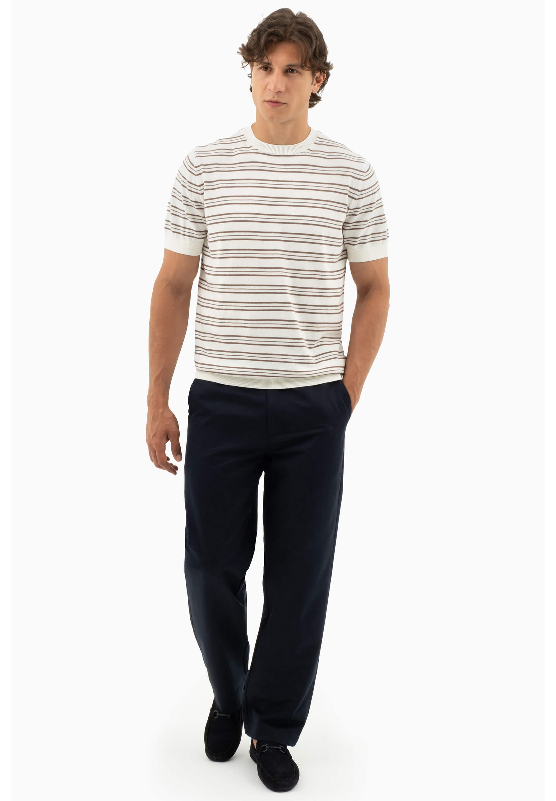 Feinstrick-T-Shirt aus Bio-Baumwolle mit Streifen