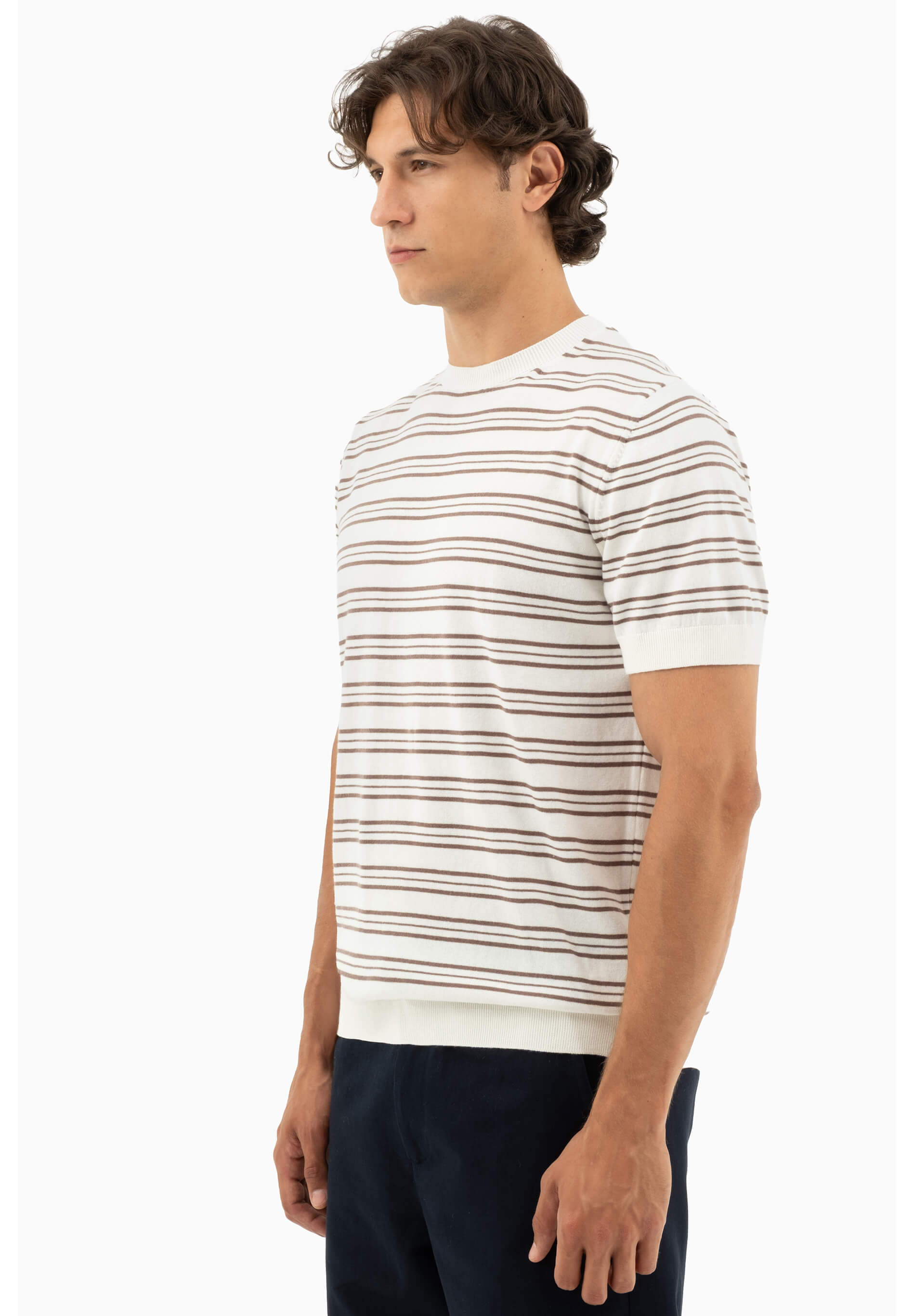 Feinstrick-T-Shirt aus Bio-Baumwolle mit Streifen
