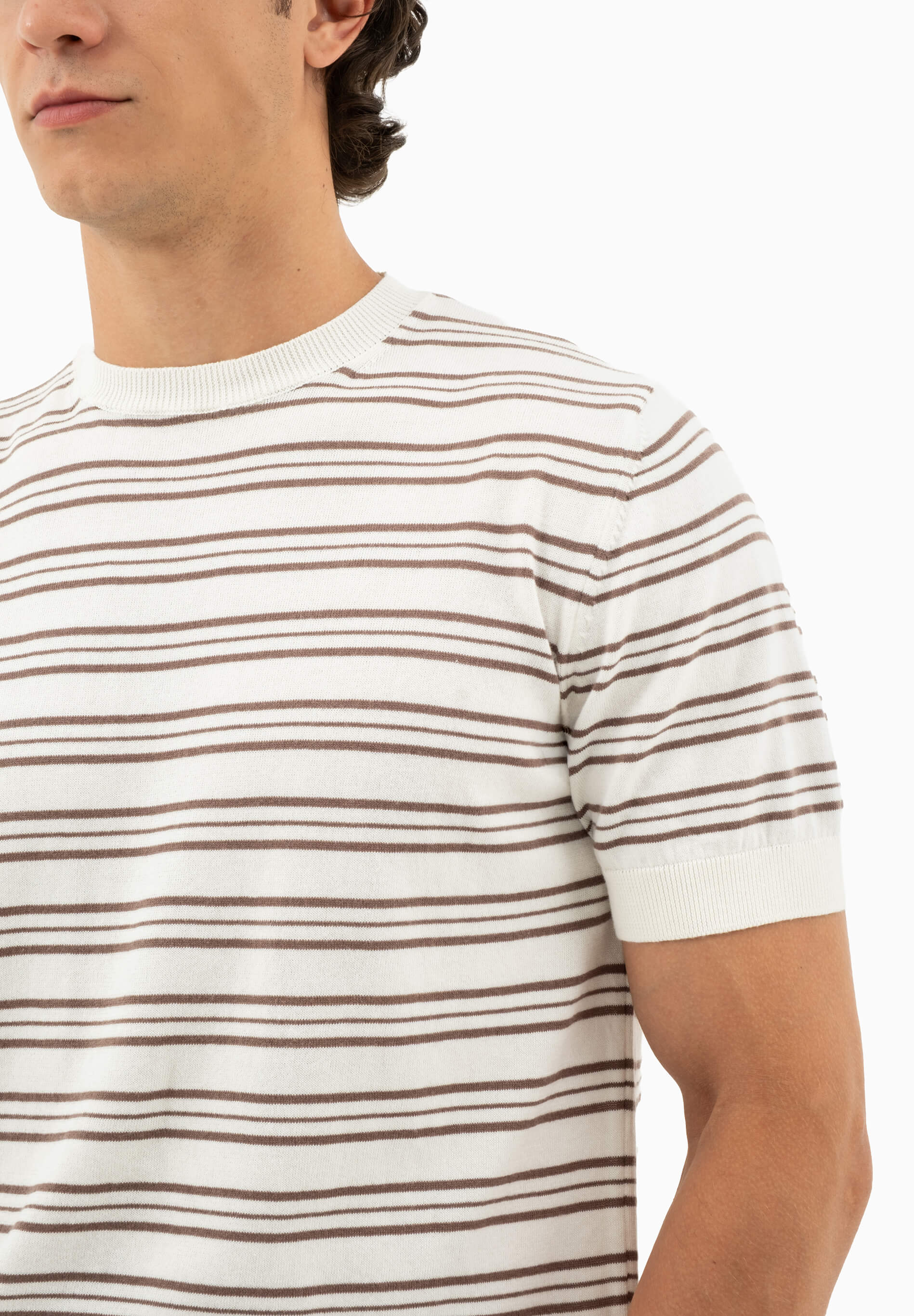 Feinstrick-T-Shirt aus Bio-Baumwolle mit Streifen