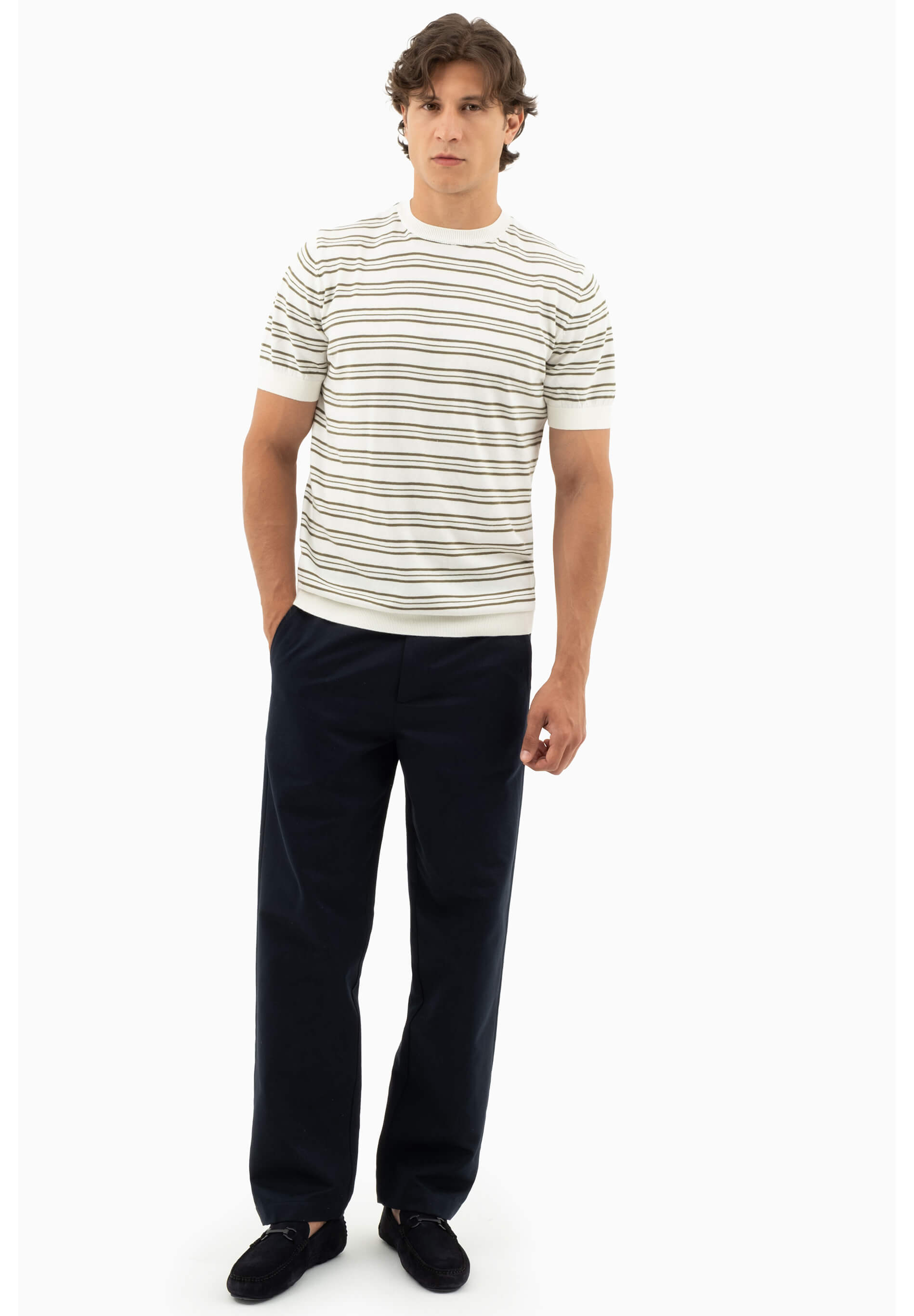 Feinstrick-T-Shirt aus Bio-Baumwolle mit Streifen