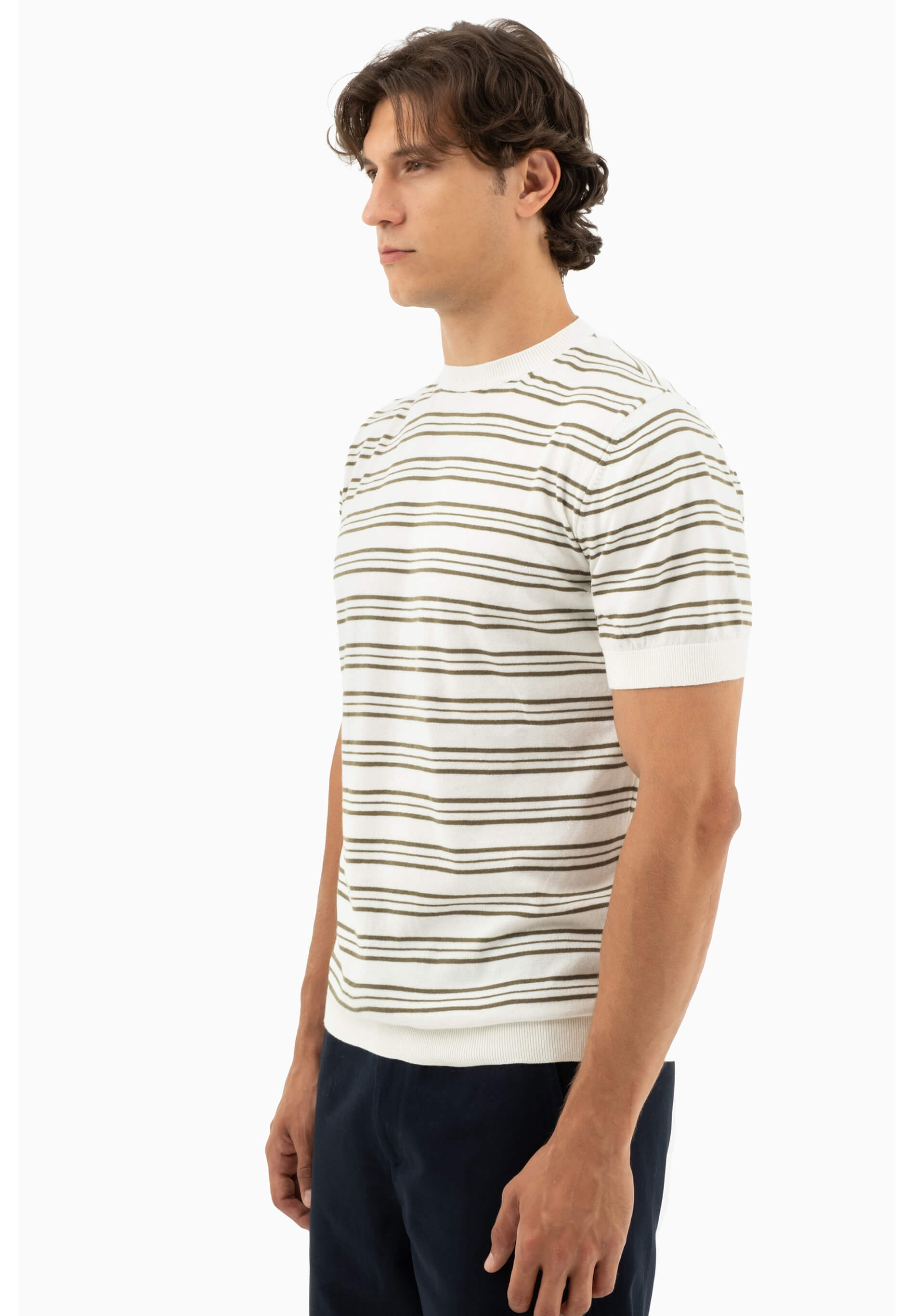 Feinstrick-T-Shirt aus Bio-Baumwolle mit Streifen
