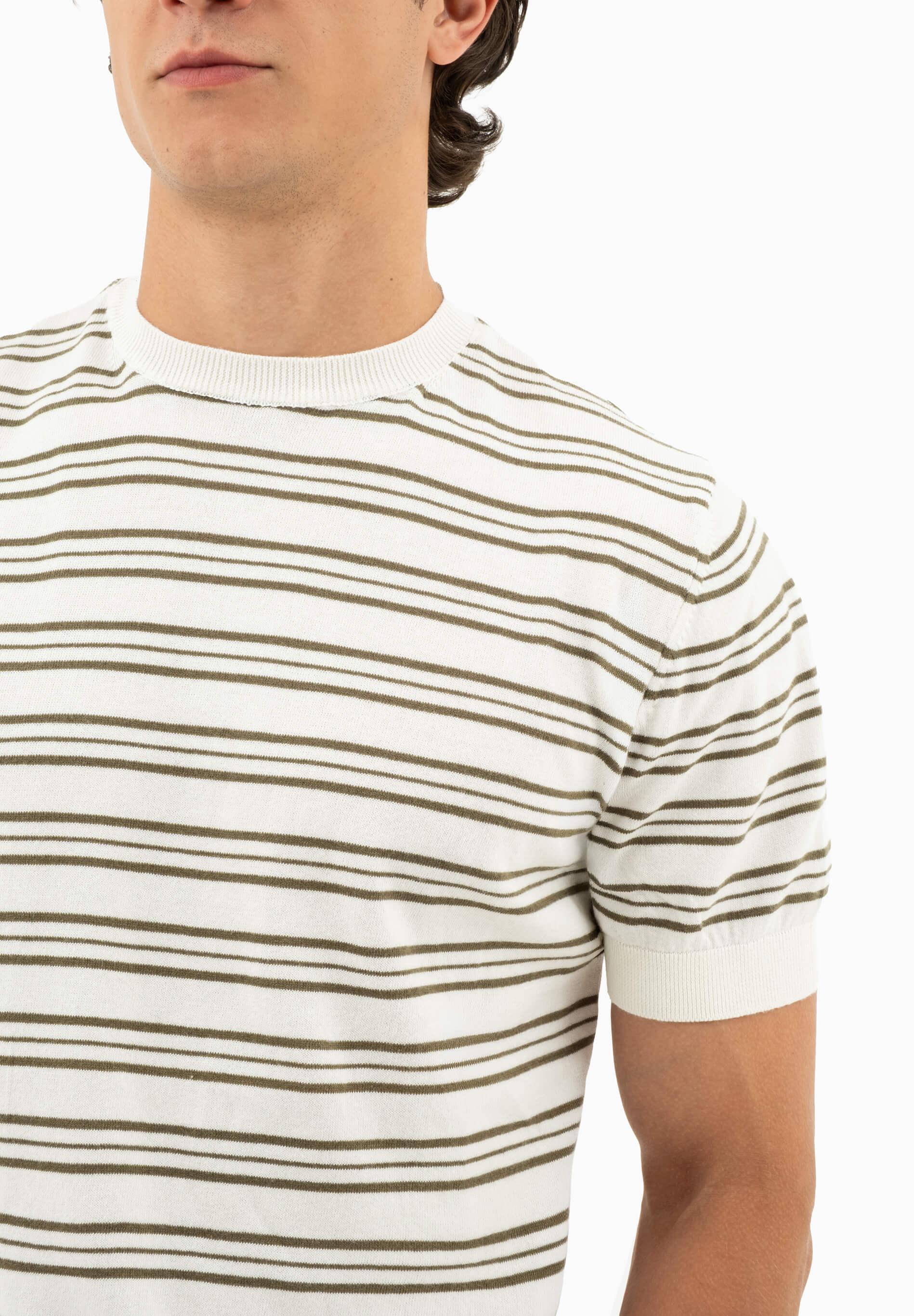 Feinstrick-T-Shirt aus Bio-Baumwolle mit Streifen