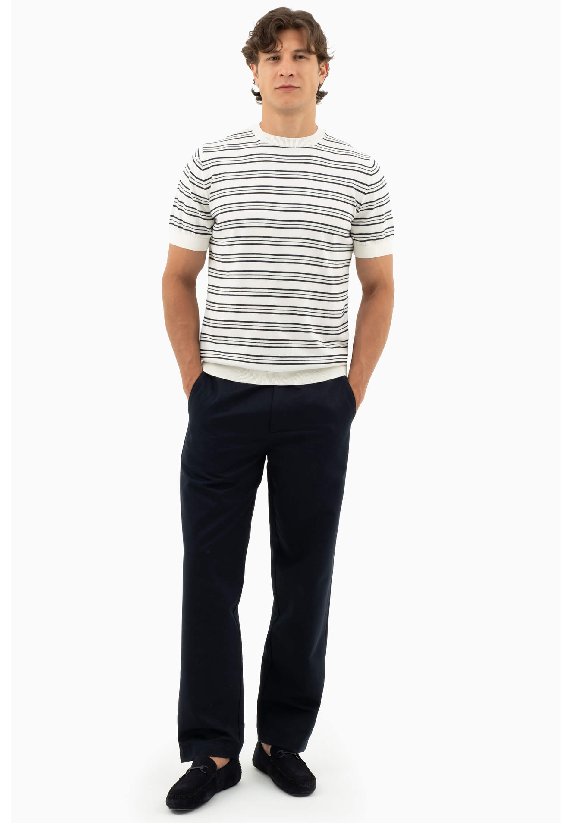 Feinstrick-T-Shirt aus Bio-Baumwolle mit Streifen