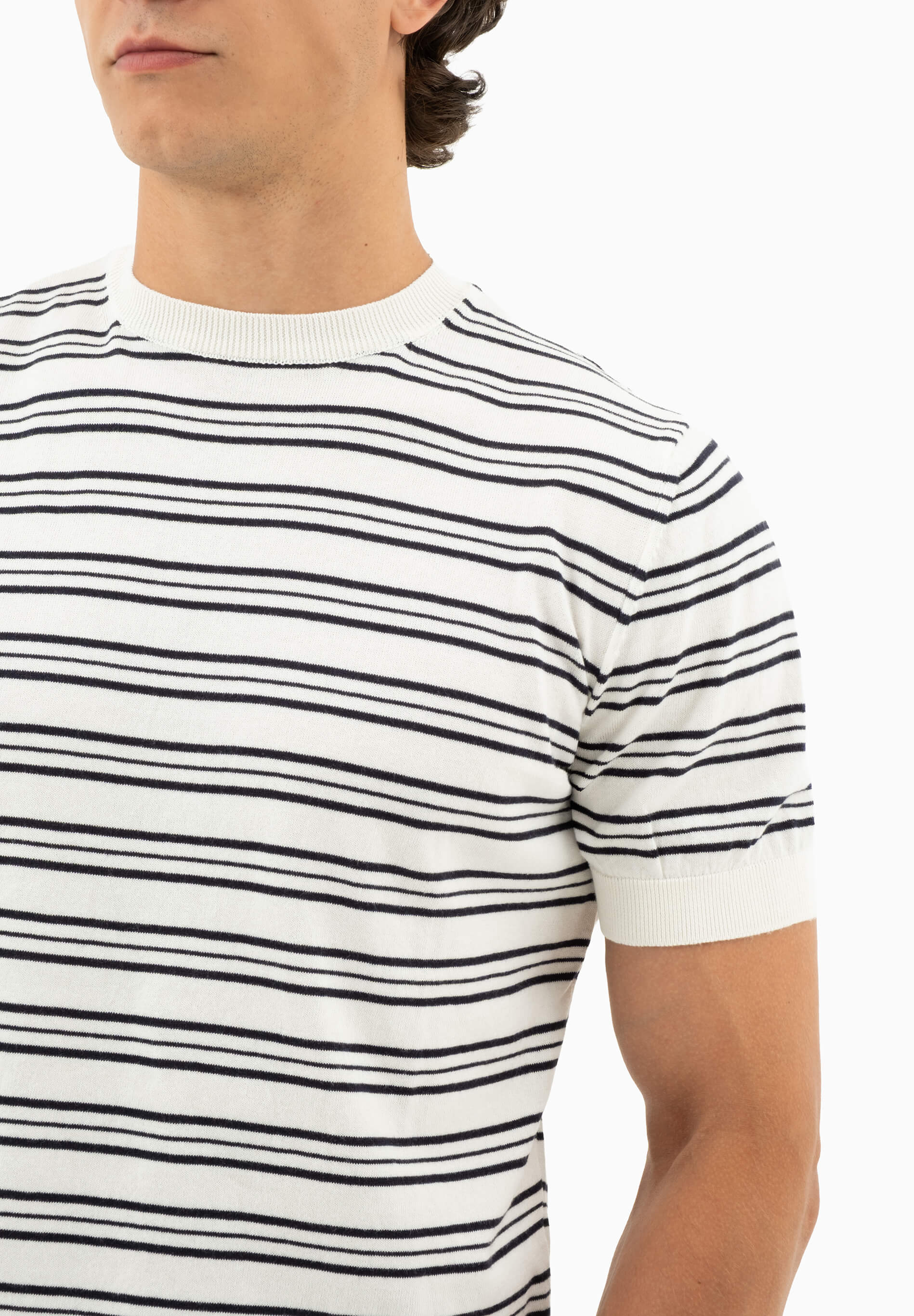 Feinstrick-T-Shirt aus Bio-Baumwolle mit Streifen