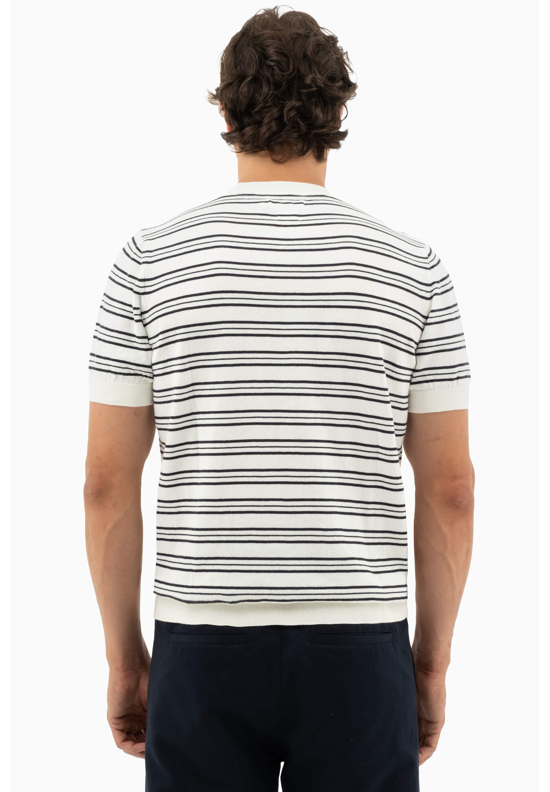 Feinstrick-T-Shirt aus Bio-Baumwolle mit Streifen