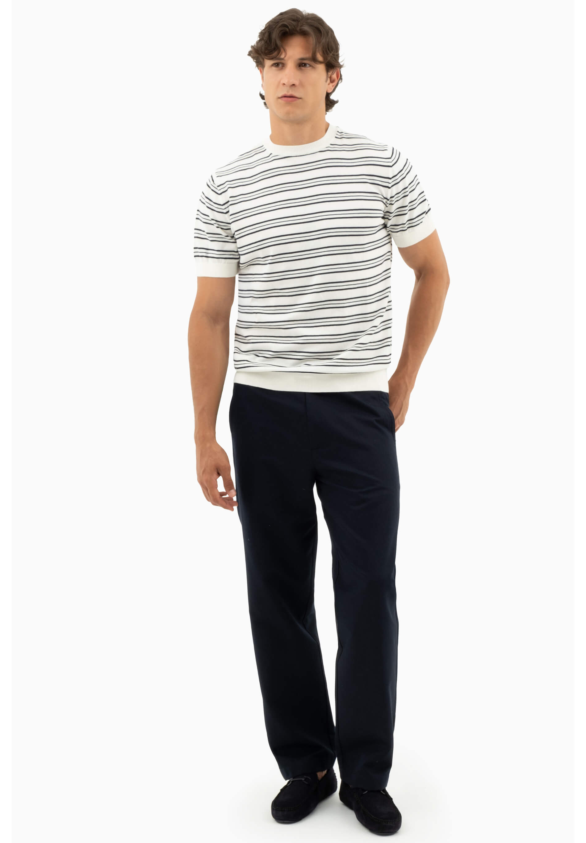 Feinstrick-T-Shirt aus Bio-Baumwolle mit Streifen