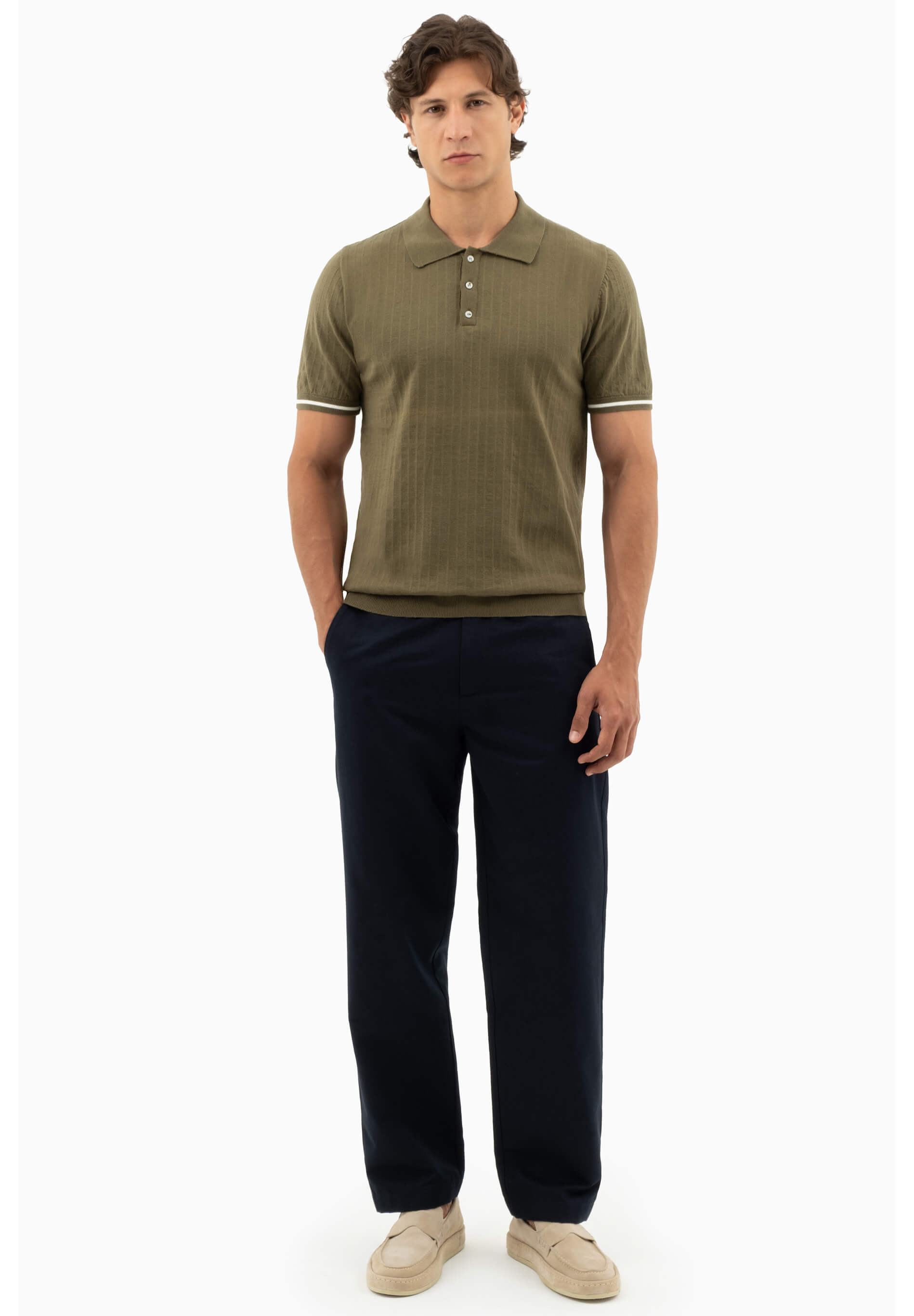Strick-Poloshirt aus Bio-Baumwolle