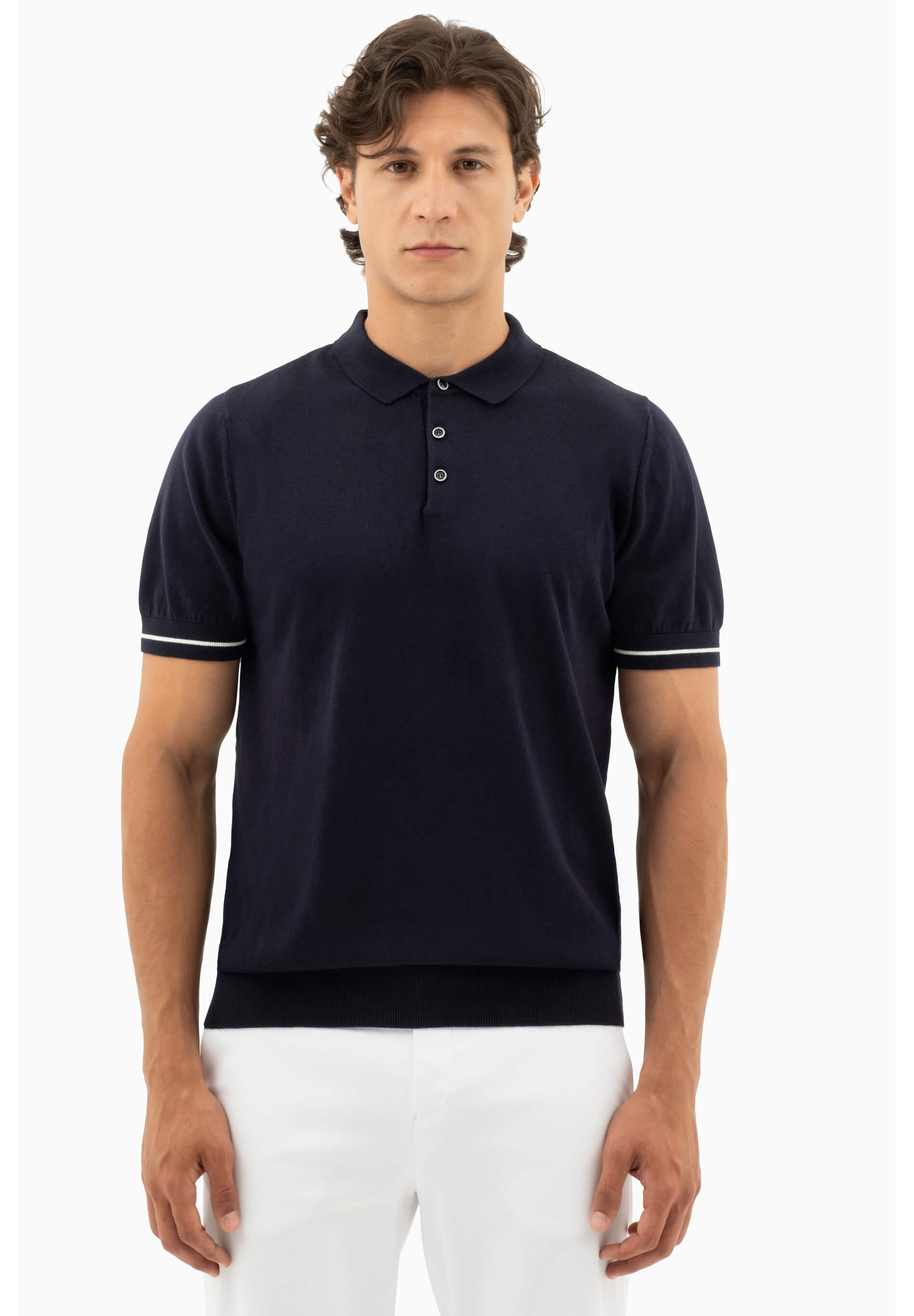 Strick-Poloshirt aus Bio-Baumwolle