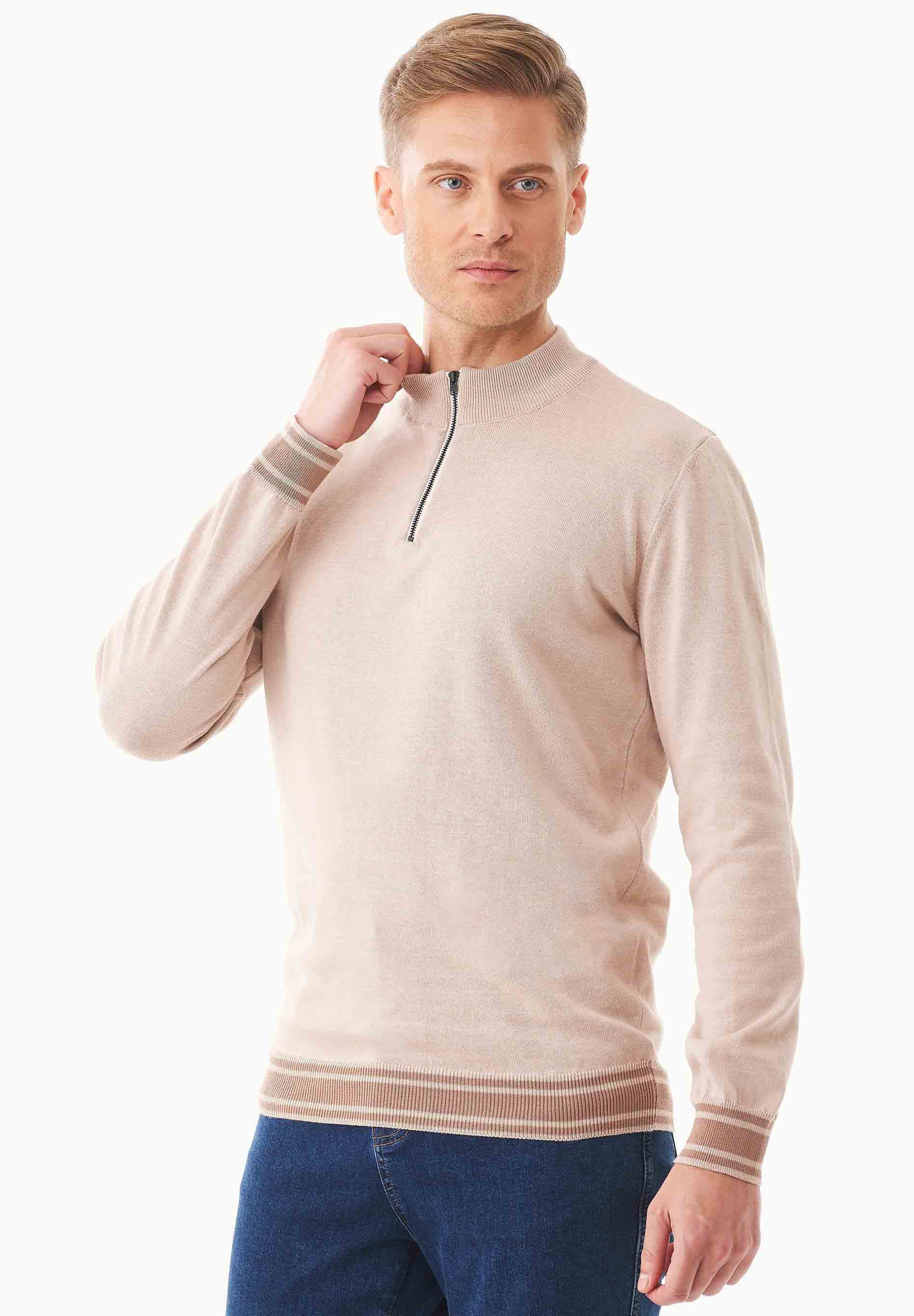 Pullover aus Bio-Baumwolle mit Troyerkragen