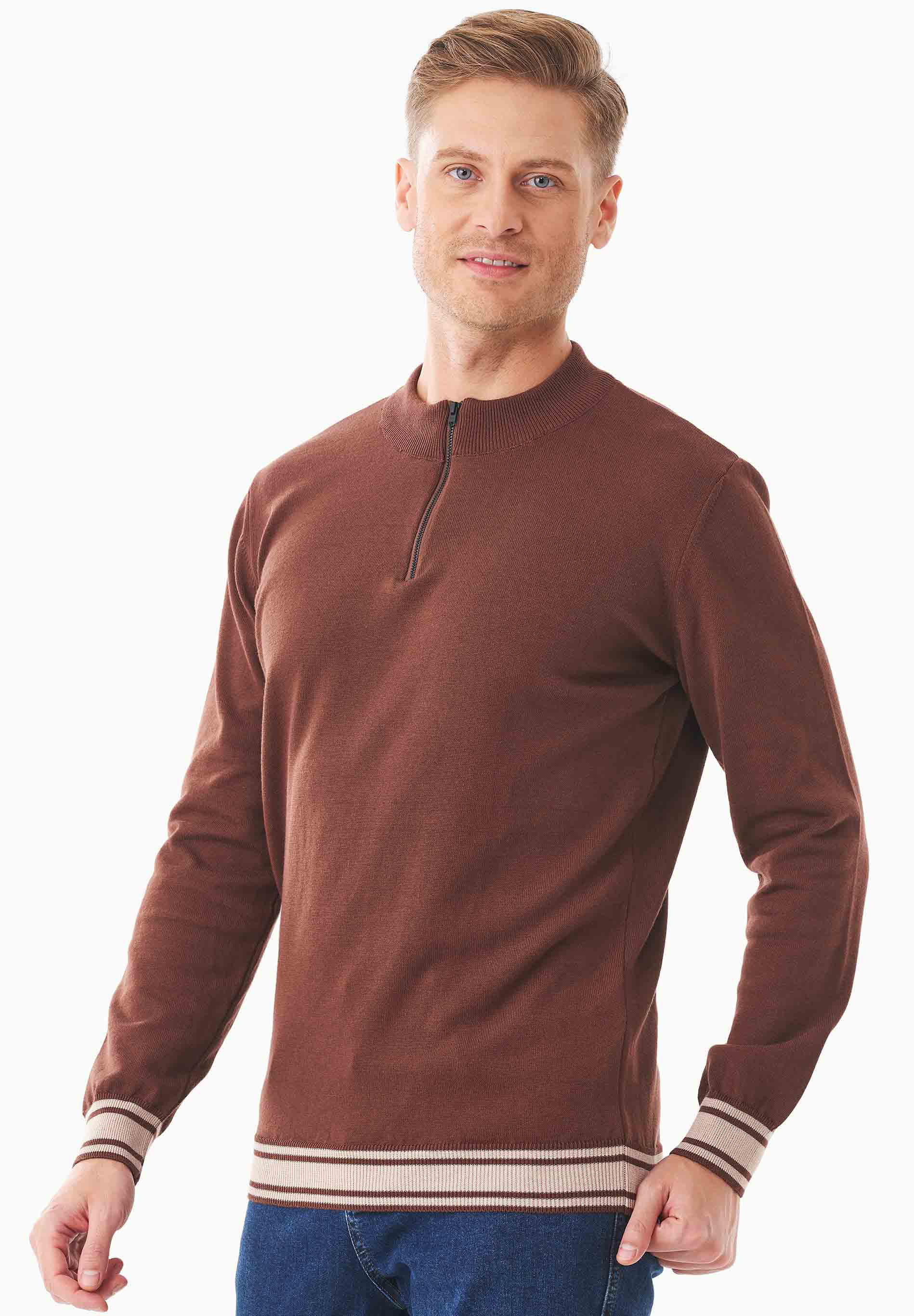 Pullover aus Bio-Baumwolle mit Troyerkragen