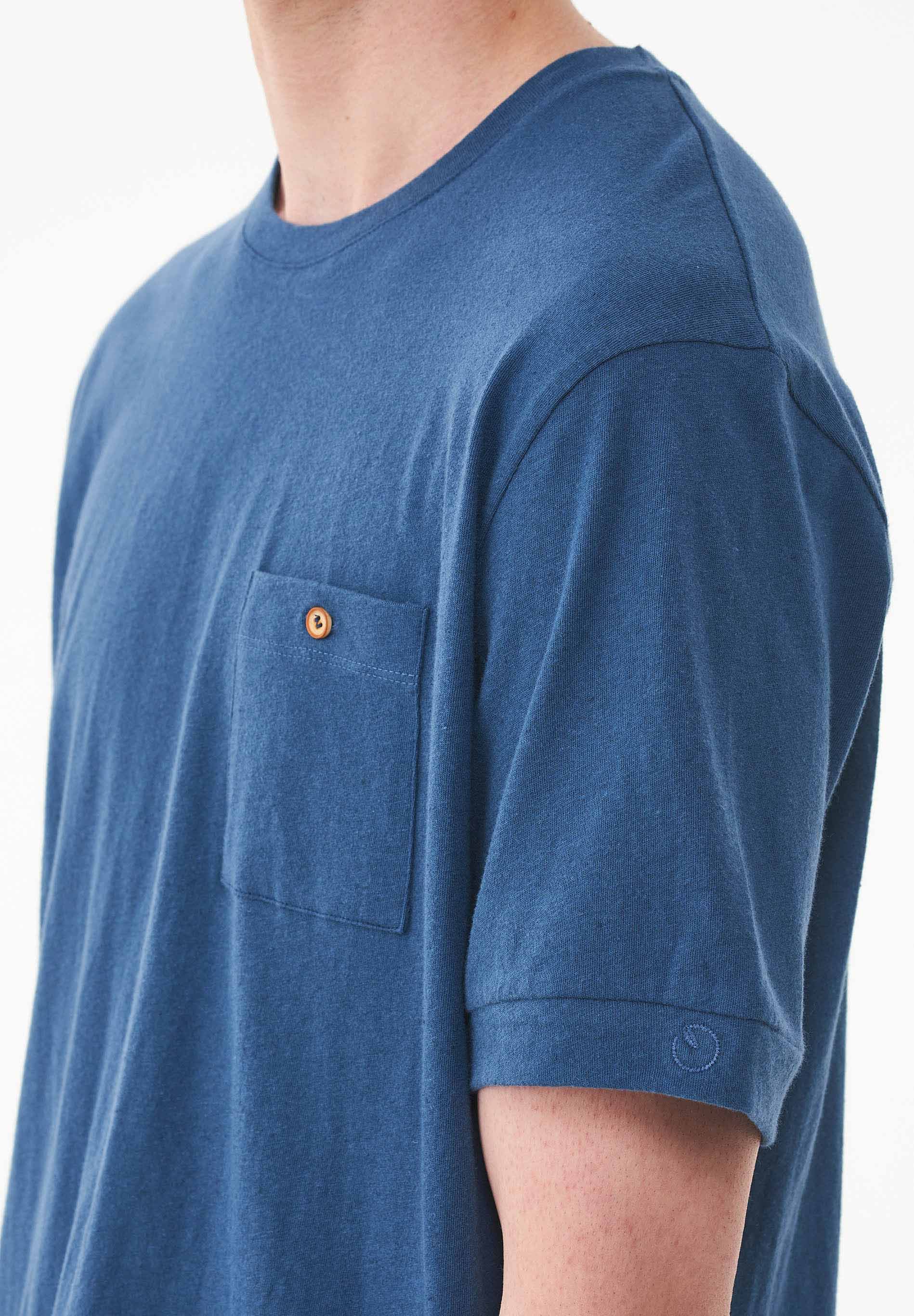 T-Shirt aus Bio-Baumwolle und Leinen mit Brusttasche