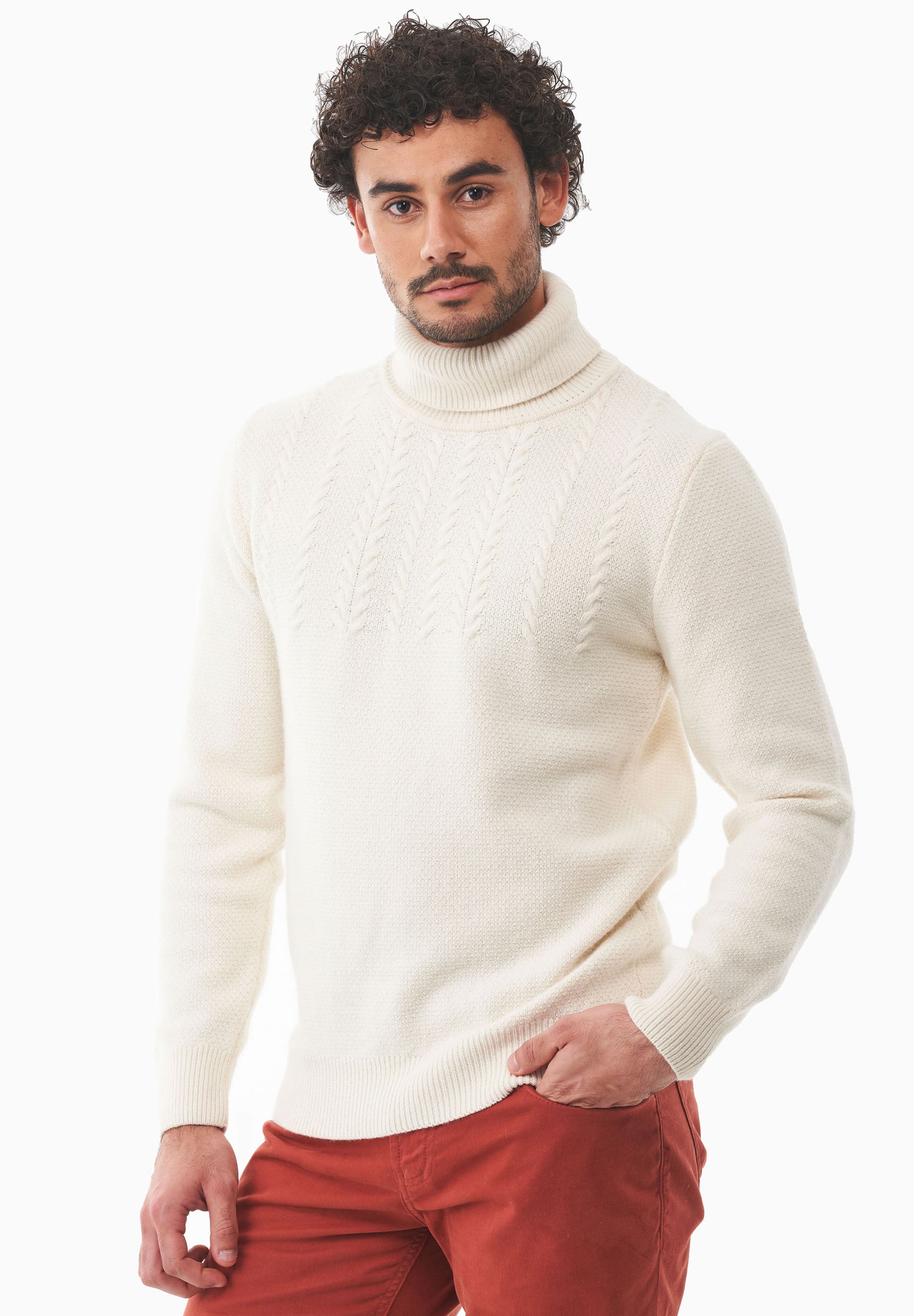 Rollkragenpullover aus Bio-Baumwoll Mix