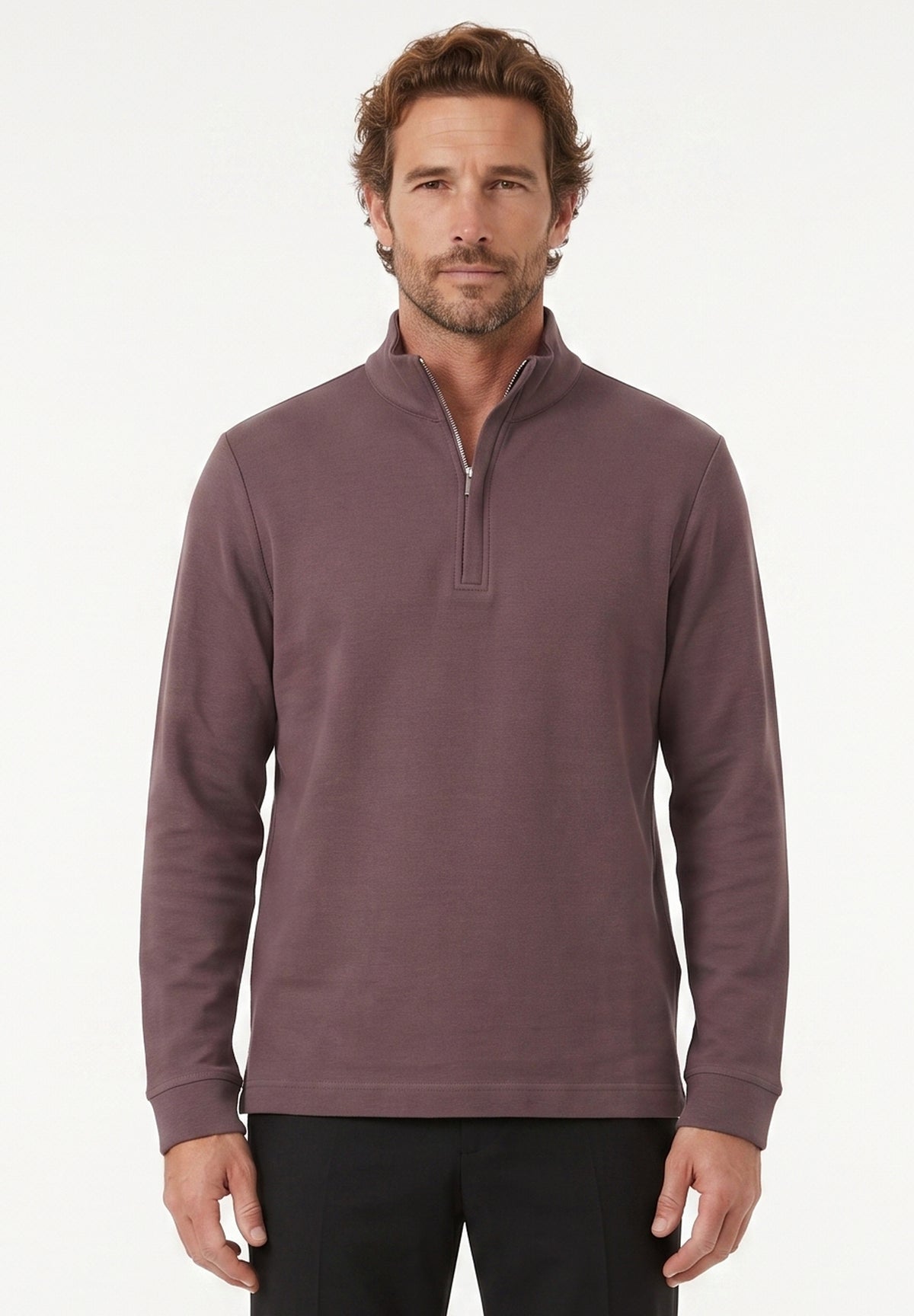 Longsleeve aus Bio-Baumwolle mit Viertelreißverschluss